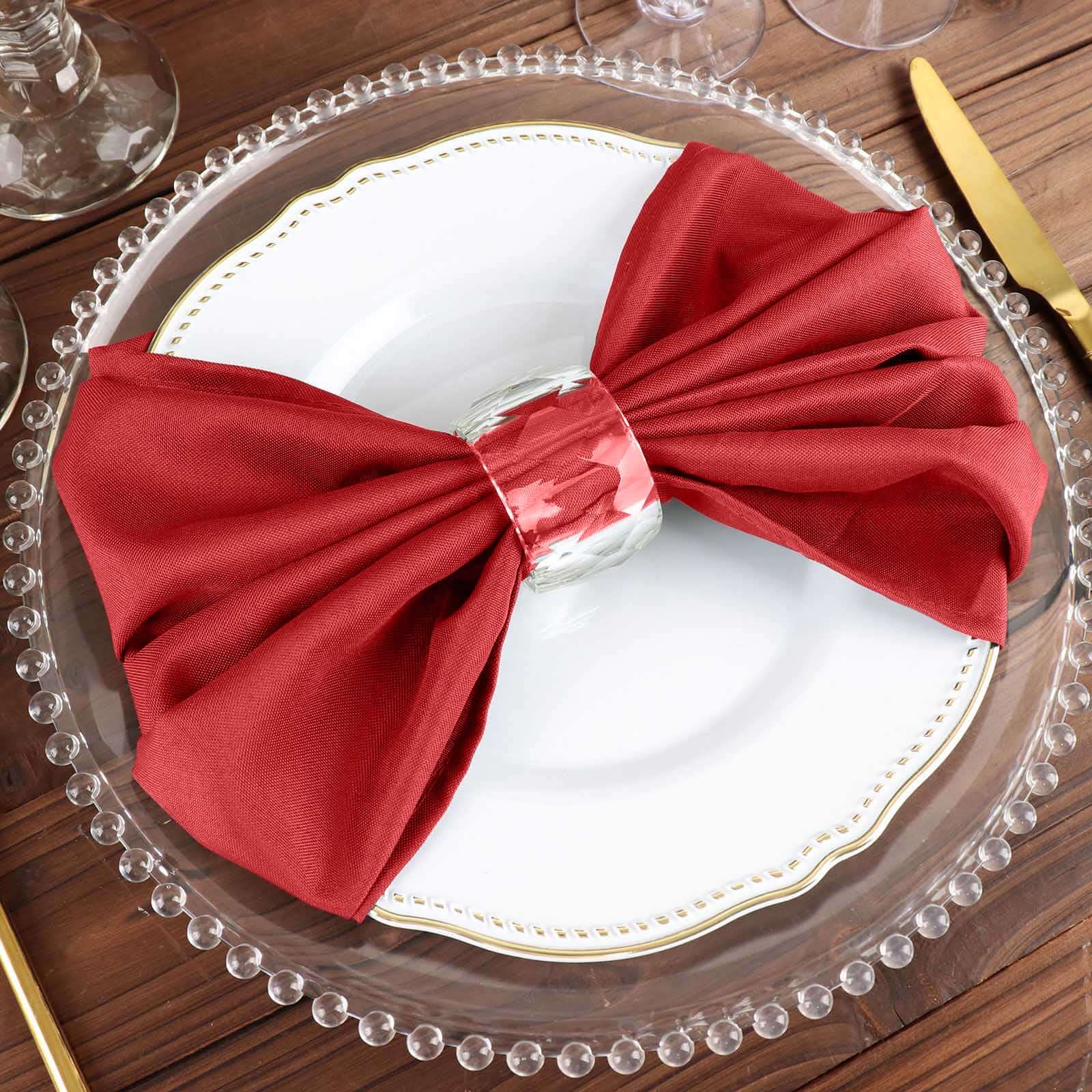 5-Pack Red 20x20 Polyester Napkins - Wrinkle-Free & Easy to Care