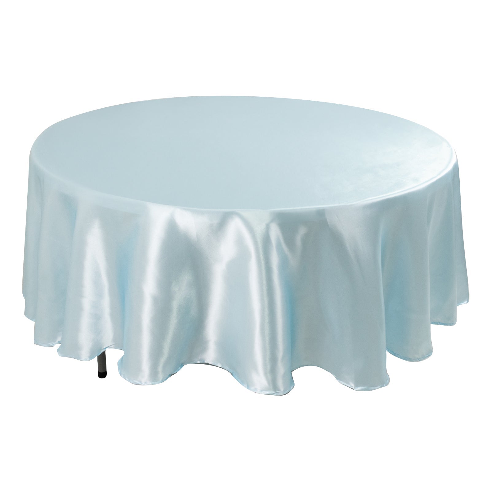 Light Blue Smooth and Lustrous 108-Inch Satin Round Tablecloth