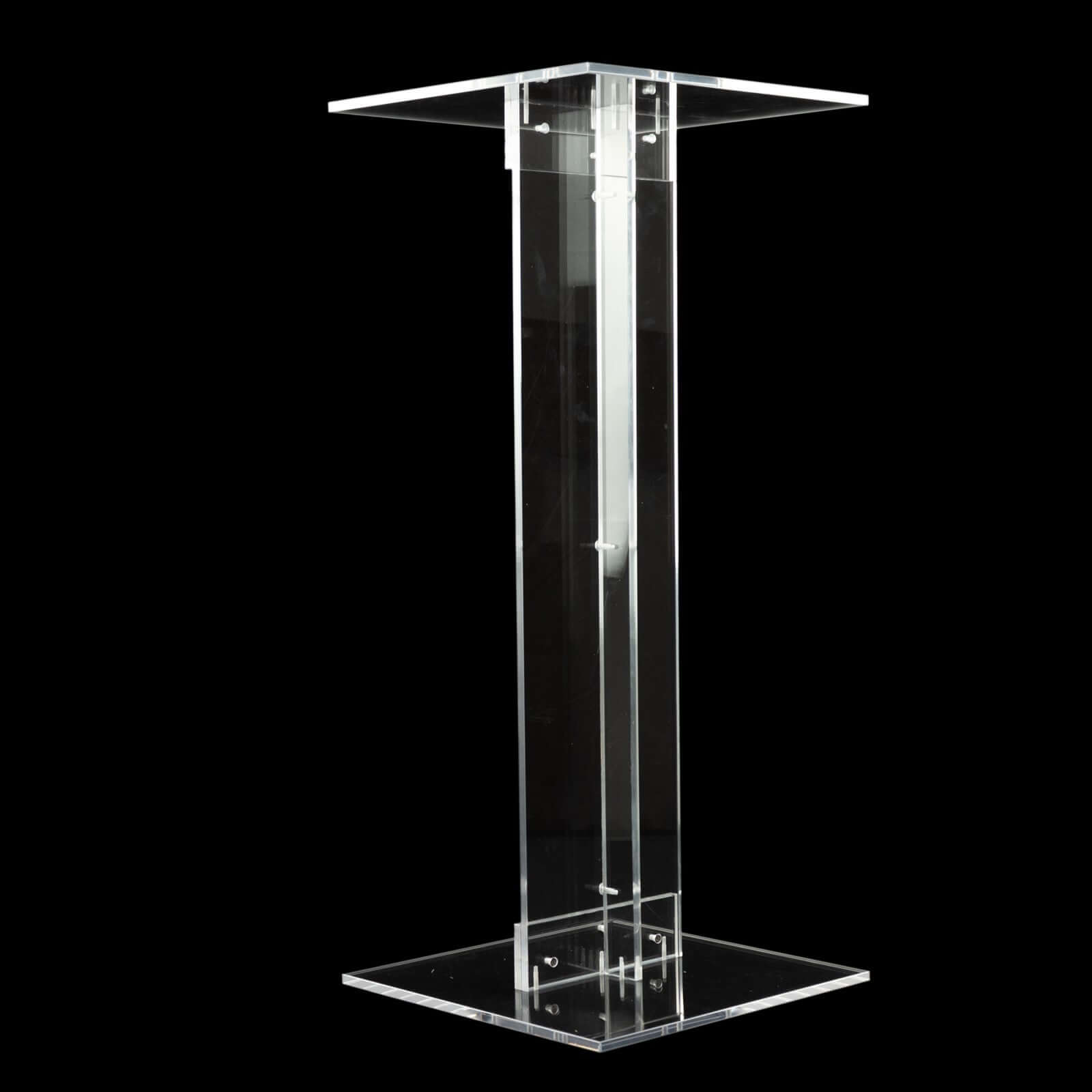 Clear Acrylic Flower Pedestal Display Stand with Square Bases - 10mm Thick, 32" Tall