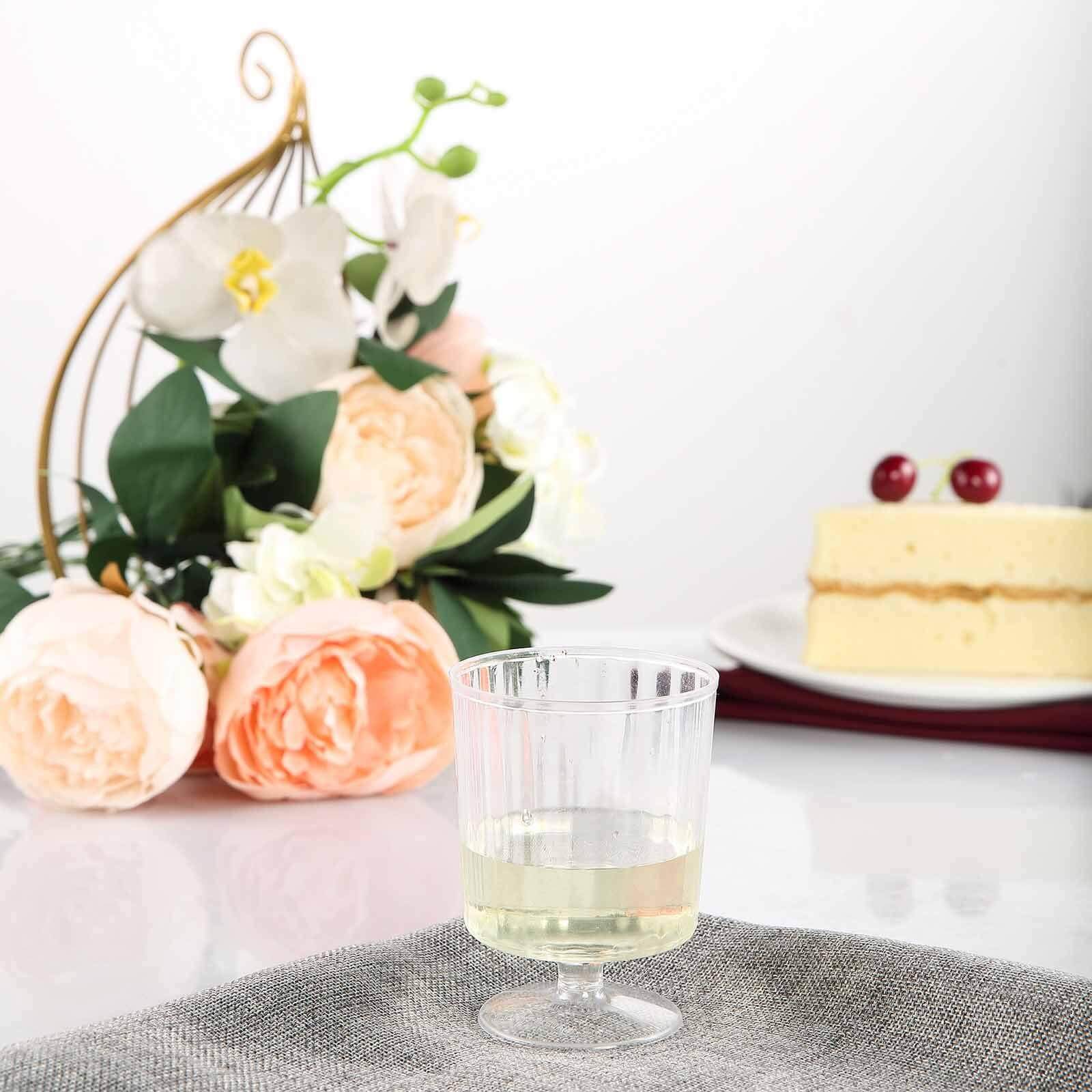12-Piece Set of Clear Short Stem Plastic Wine Glasses - 8oz Durable Disposable Drinkware