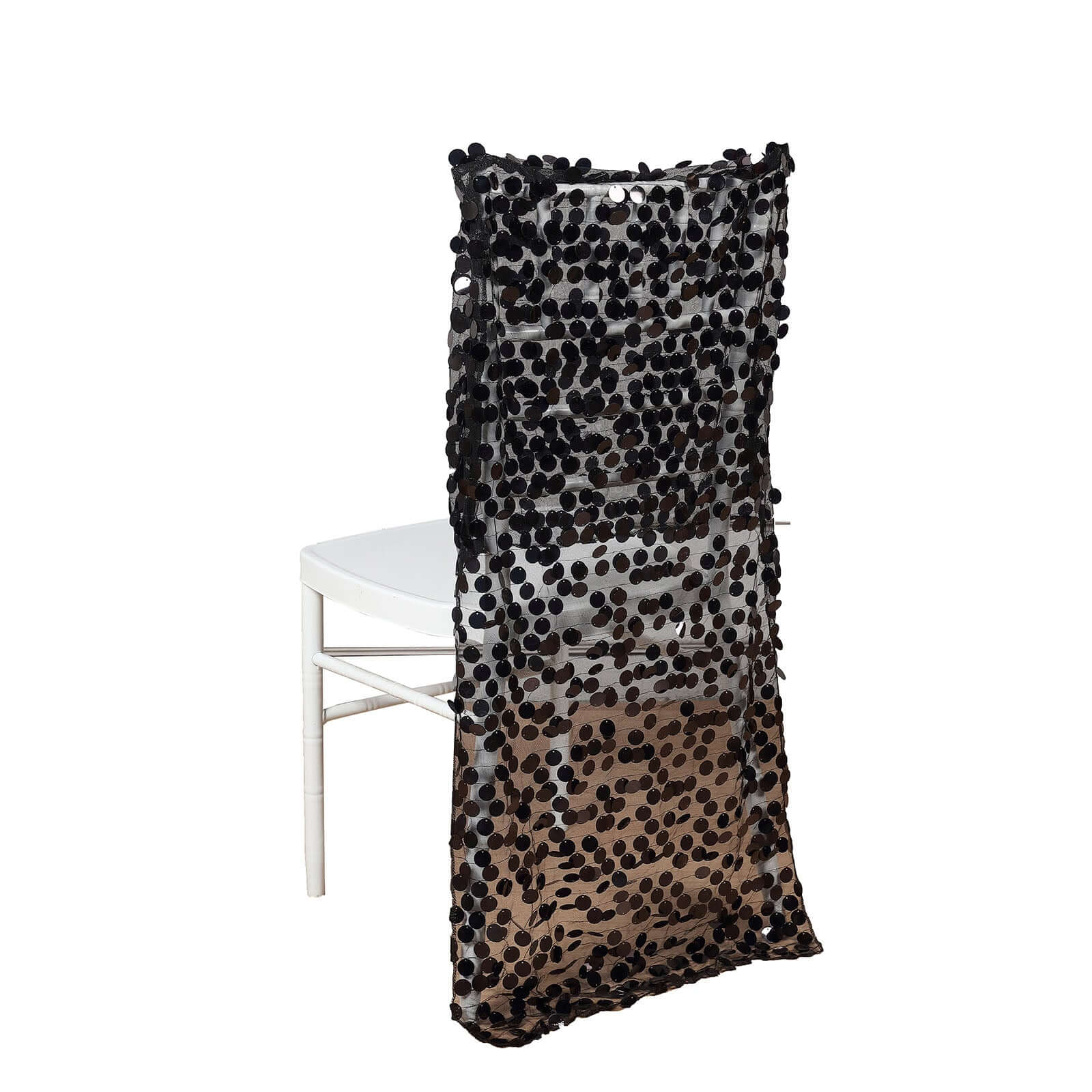 Hot Sale! Black Glittering Sequin Chair Slipcover for Chiavari Chairs - Big Payette Design