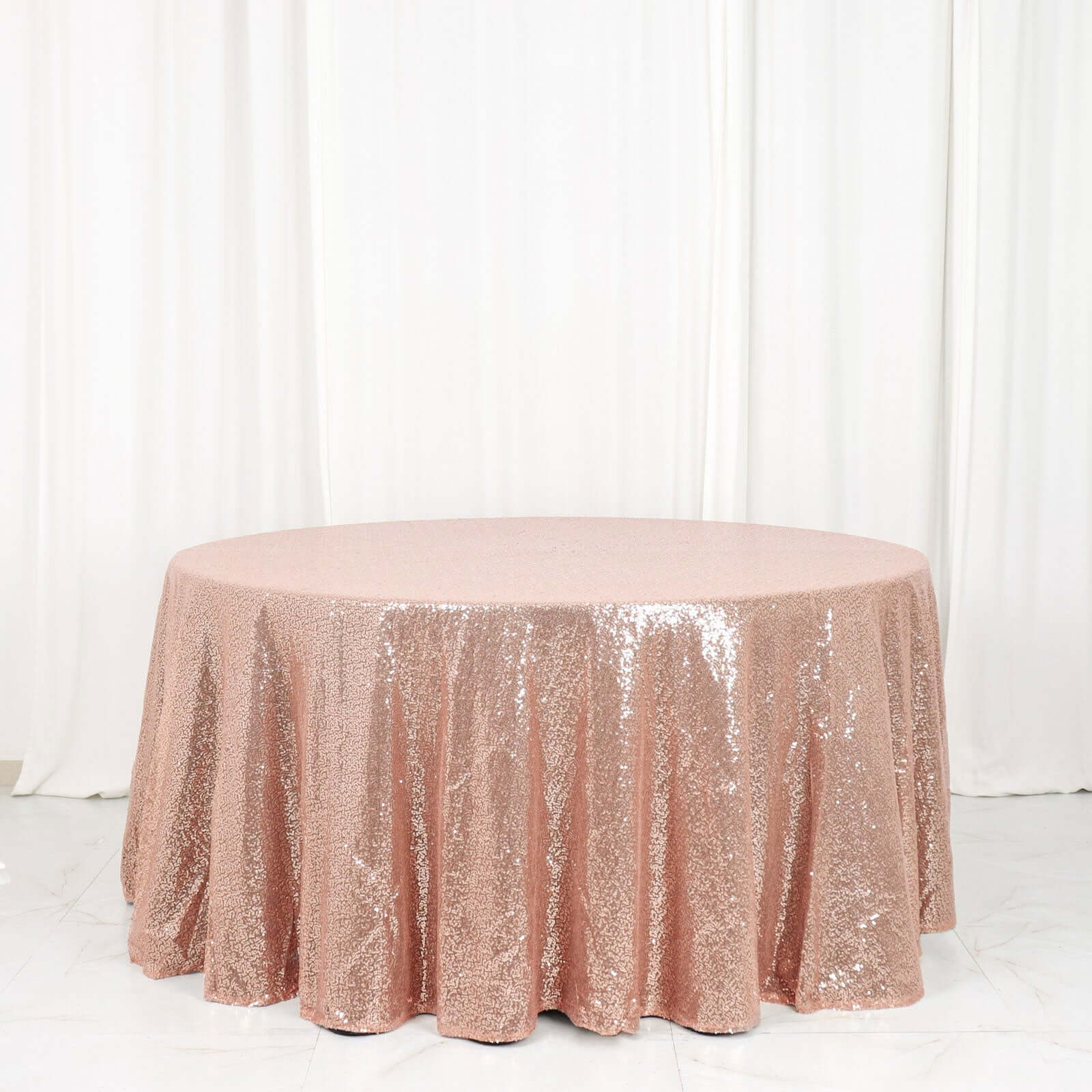 Hot! Seamless Rose Gold 120" Round Sequin Tablecloth