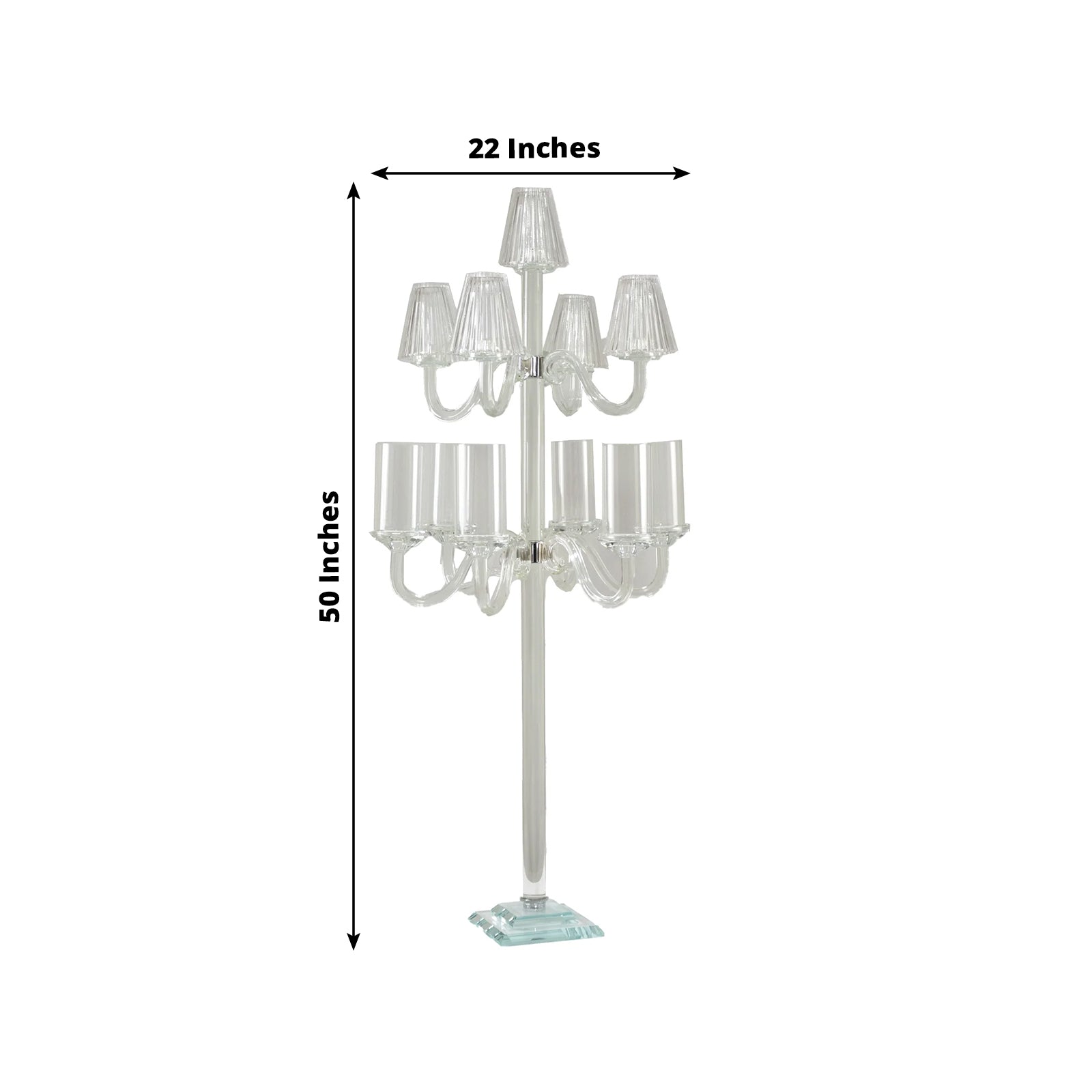 Hot Deal! 11-Arm Crystal Glass Candelabra for Weddings and Home Decor, Fits Taper & Tealight Candles