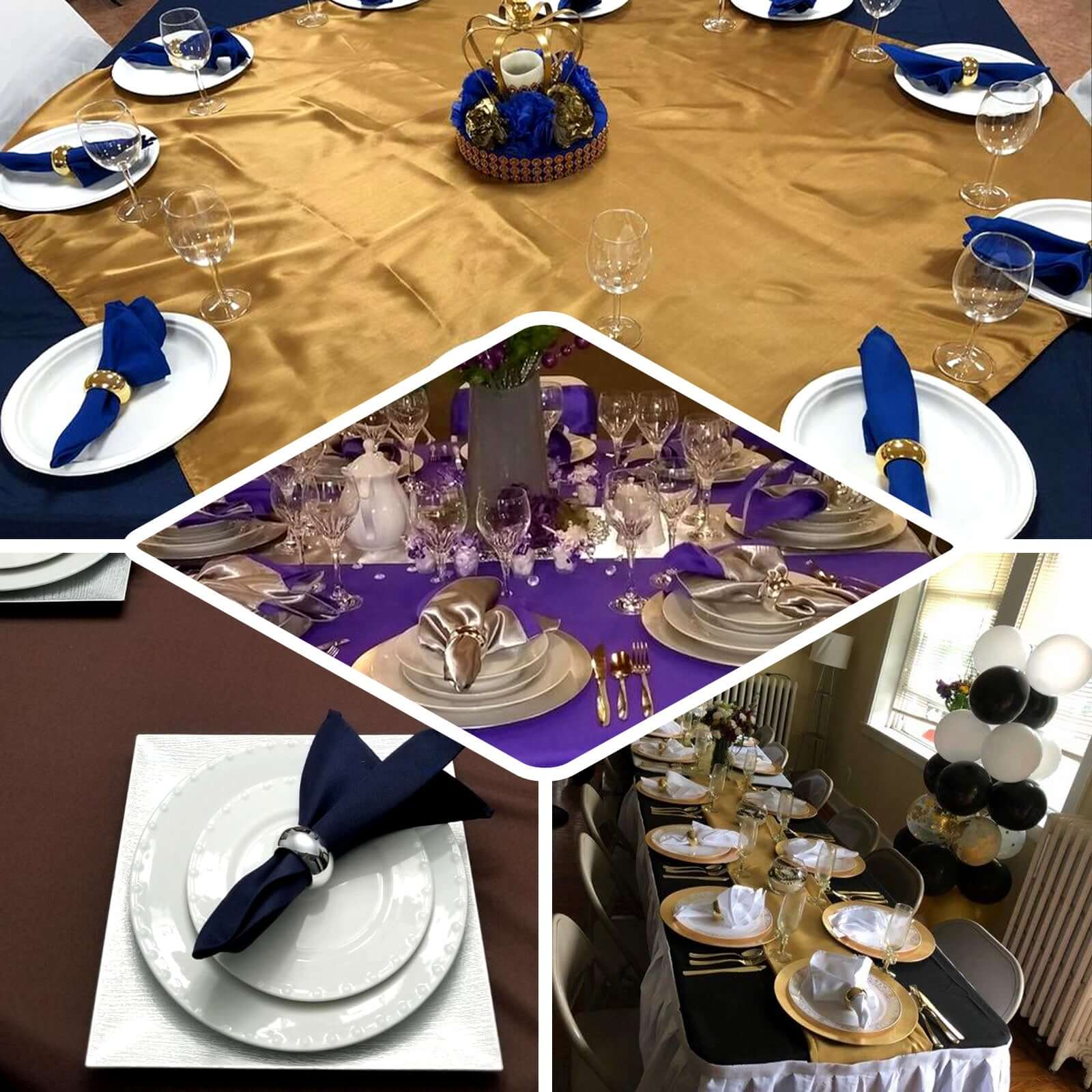 4-Pack Gold Shiny Metallic Acrylic Napkin Rings - Ideal for Events