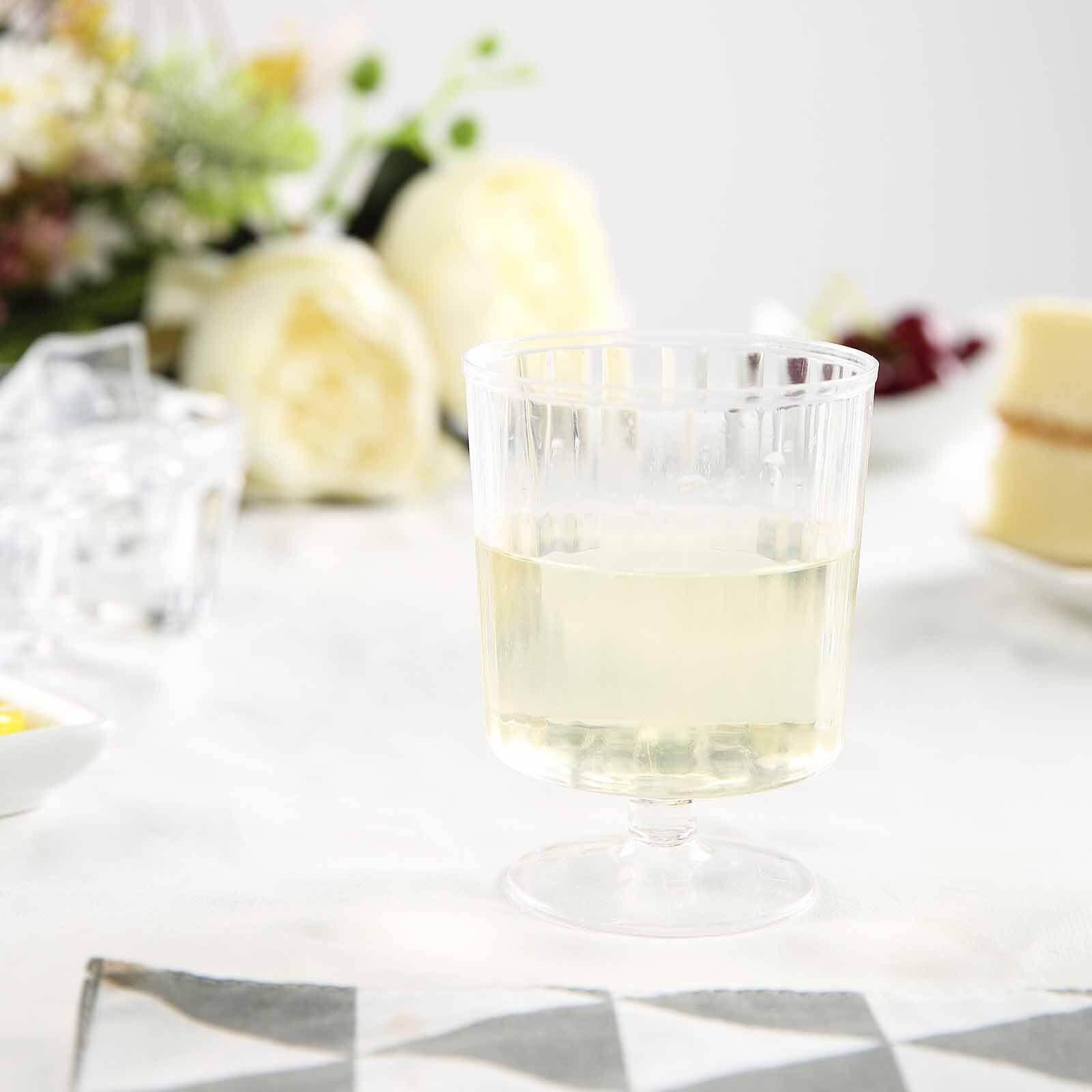 12-Piece Set of Clear Short Stem Plastic Wine Glasses - 8oz Durable Disposable Drinkware
