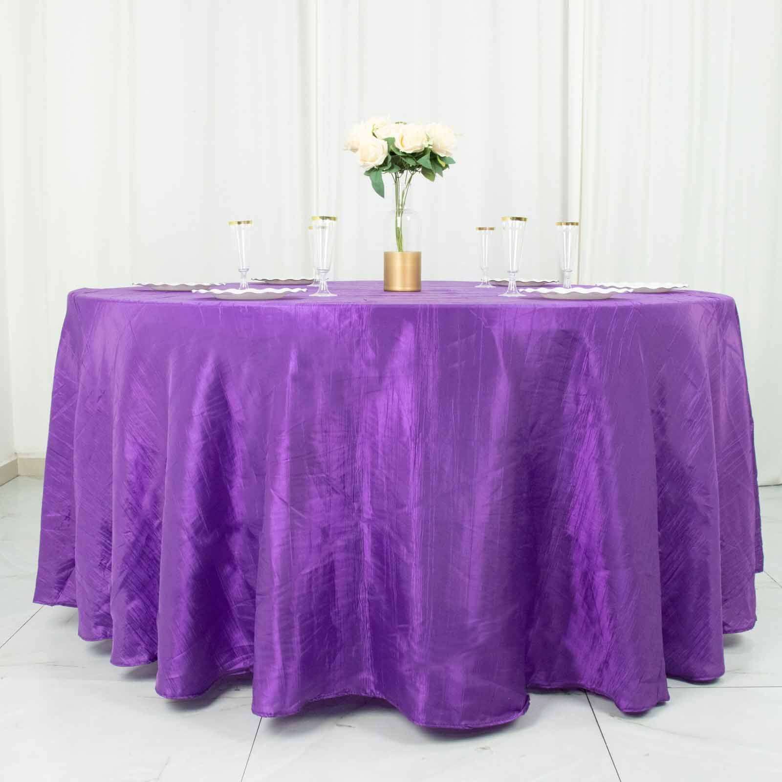 Premium Purple Seamless Accordion Crinkle Taffeta 120 Round Tablecloth for Weddings & Events