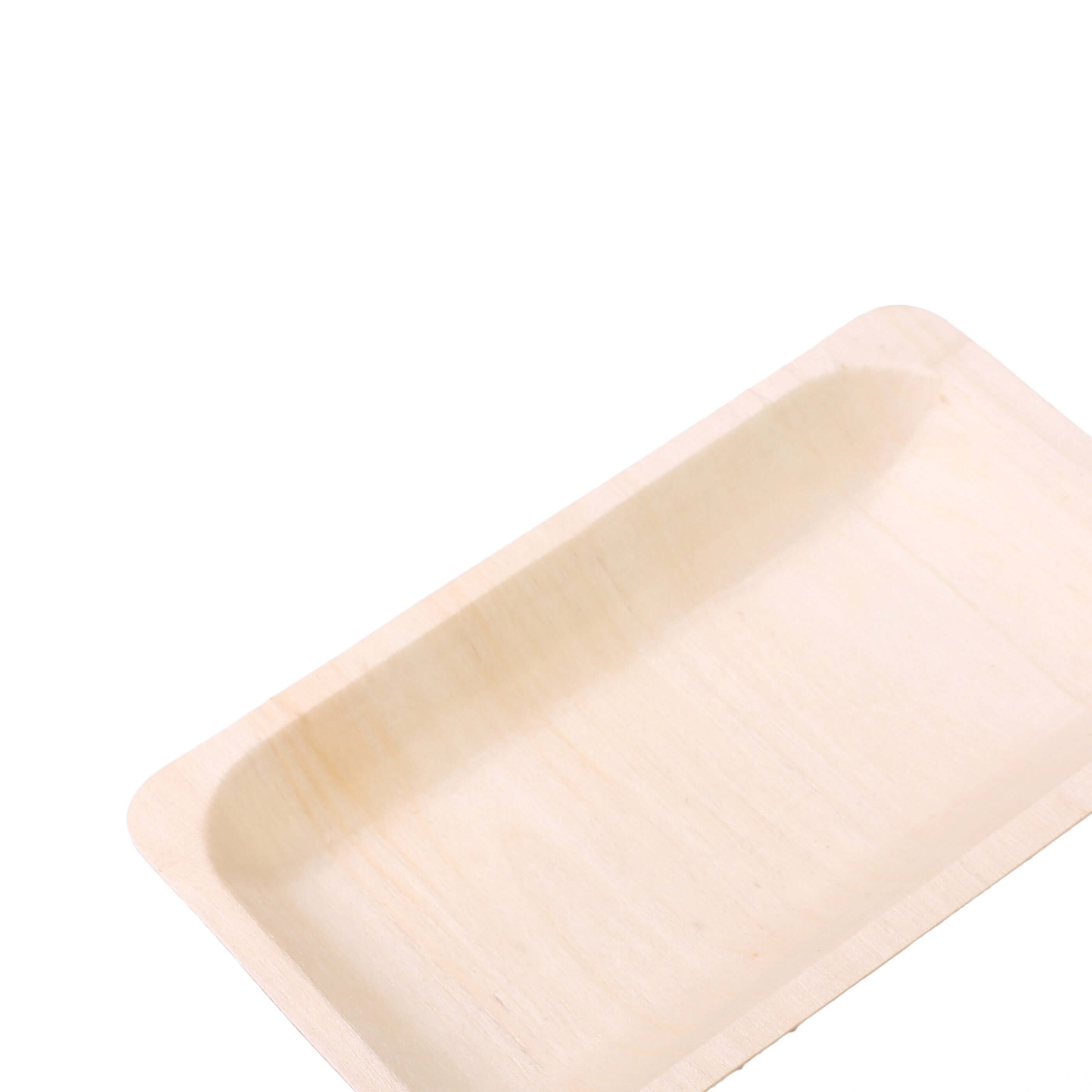 25-Pack Natural Birchwood 5x8 Rectangle Disposable Dessert Plates - Ideal for Special Events
