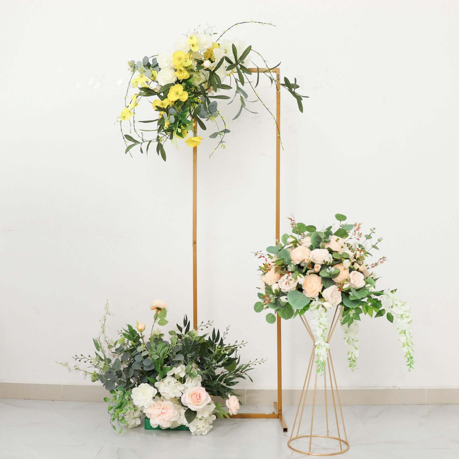 Hot Sale! 6.5ft Slim Gold Metal Rectangular Wedding Arch Backdrop Stand