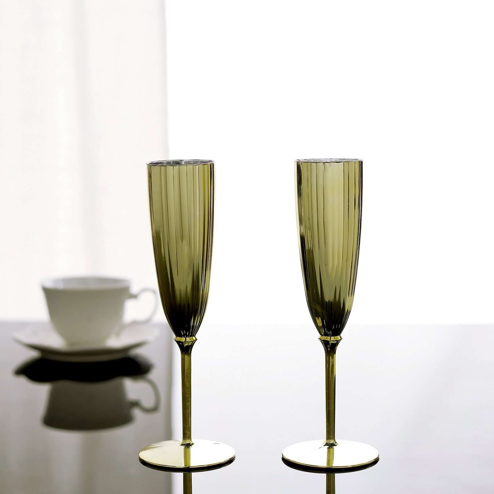 Hot Deal! 6-Pack Metallic Gold Plastic 5oz Disposable Champagne Flutes for Parties