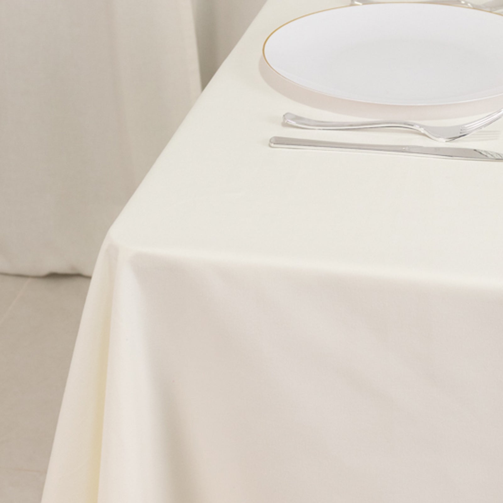 Wrinkle-Resistant Ivory 70x70 Square Cotton Blend Tablecloth