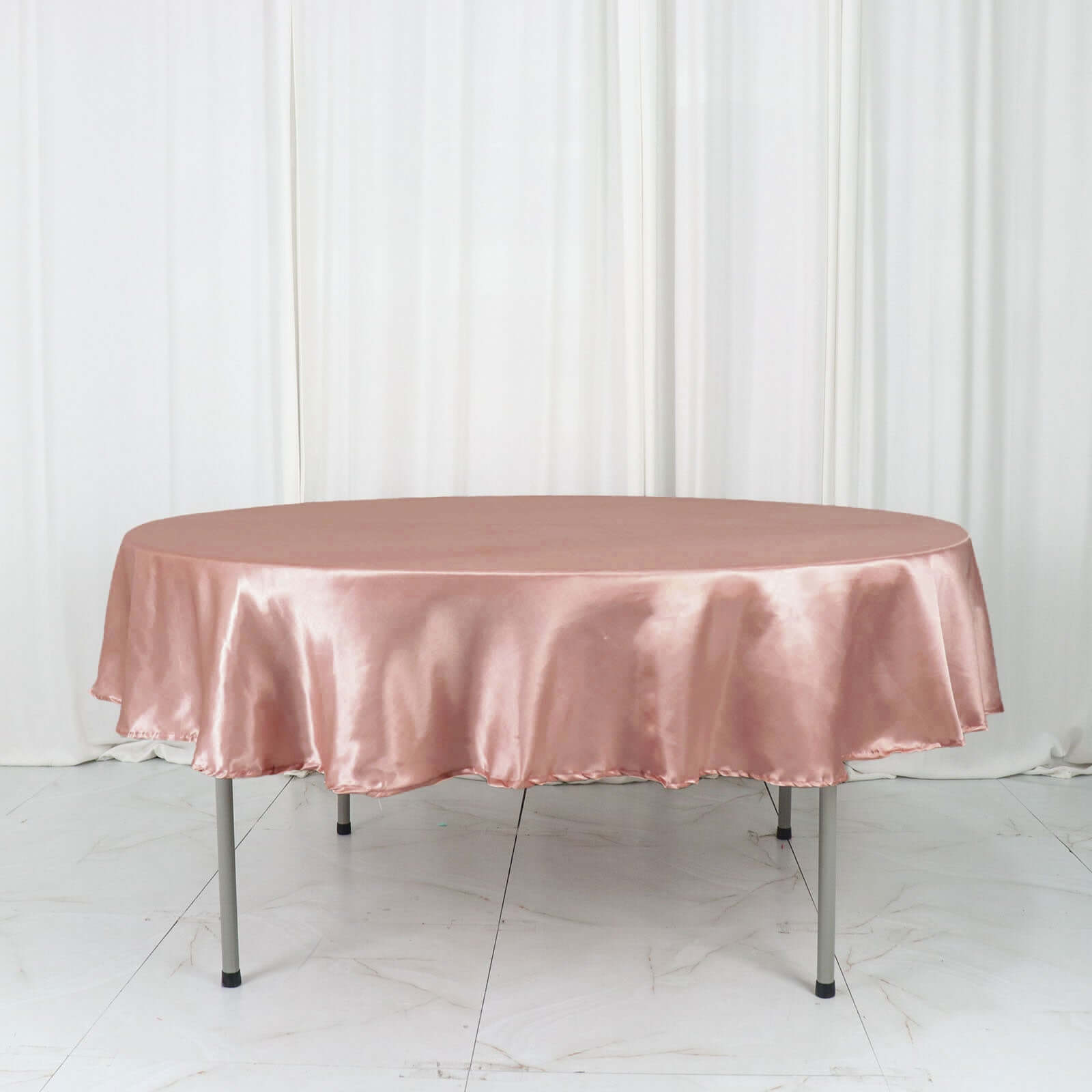 Exclusive Dusty Rose Satin Round Tablecloth - 90 Inches, Smooth & Lustrous