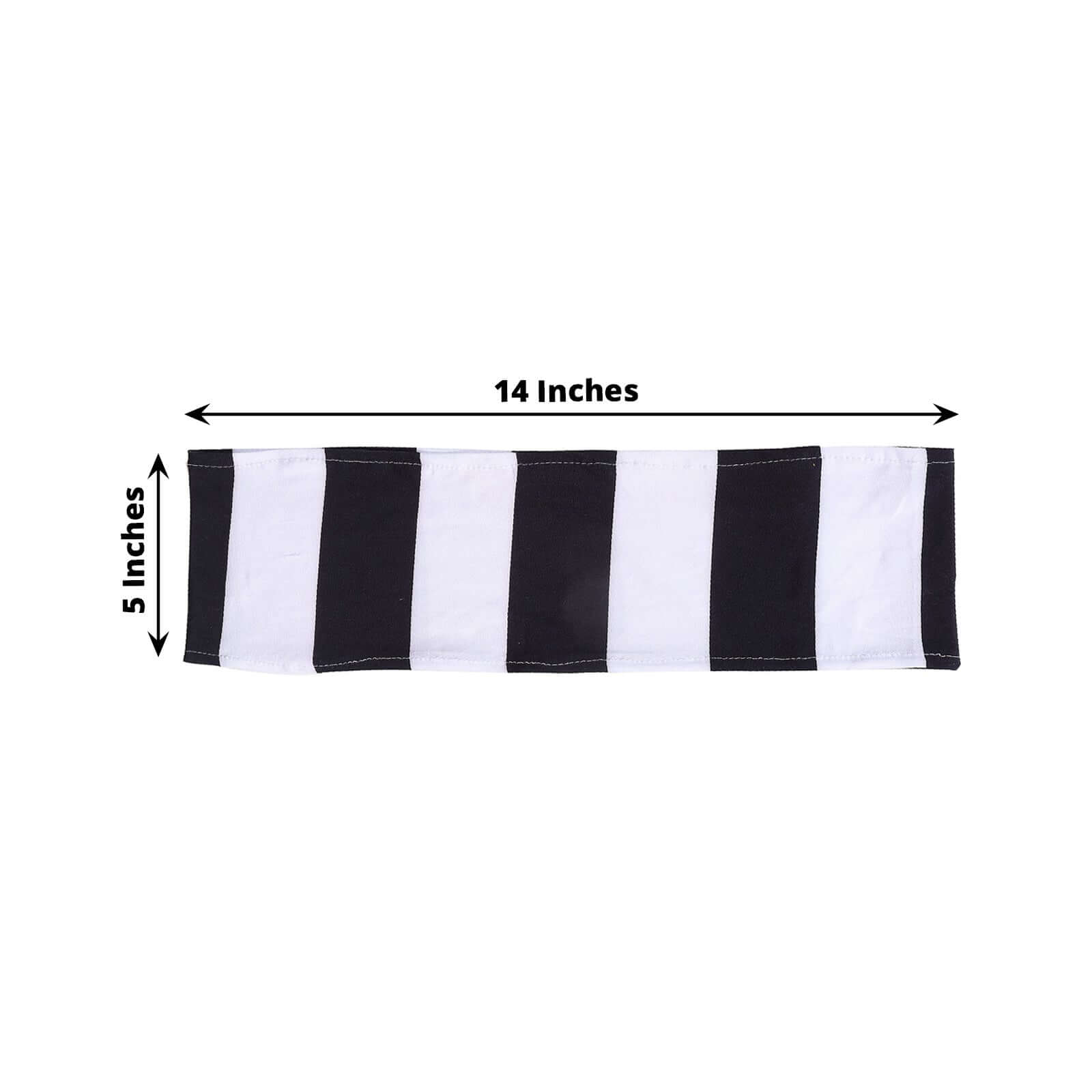 5-Pack Black/White Vertical Striped Spandex Chair Sashes - Wrinkle-Free & Easy to Use for Stunning Decor