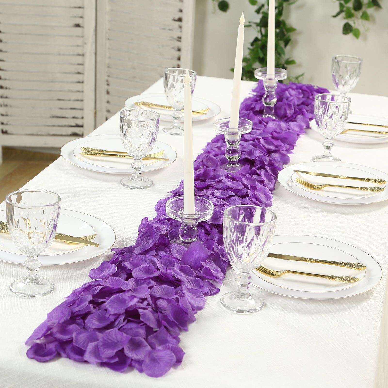 500-Piece Set of Purple Silk Rose Petal Confetti - Ideal Decor for Tables and Floors