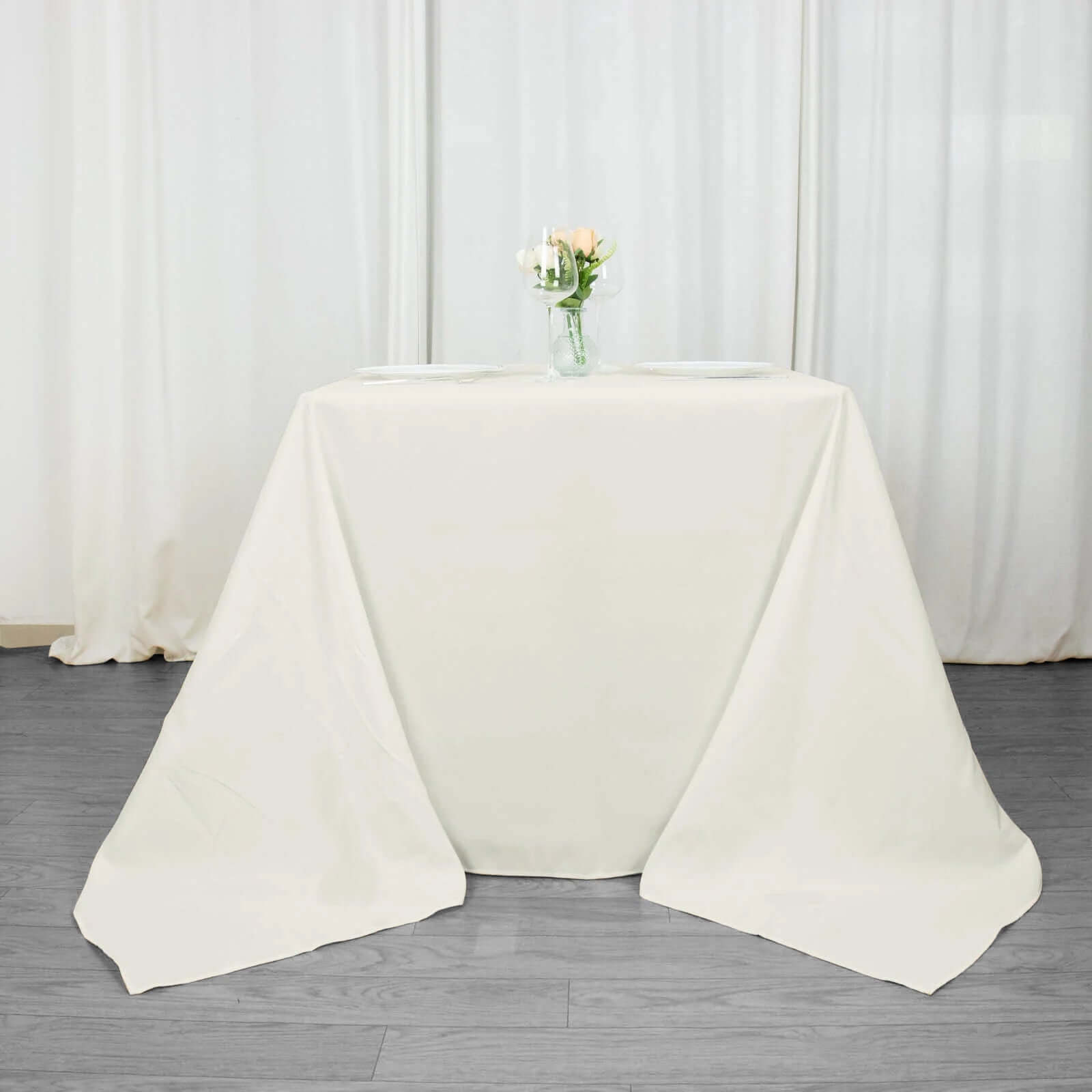 Hot Sale! 90x90 Ivory 220GSM Wrinkle-Resistant Premium Polyester Square Table Cover