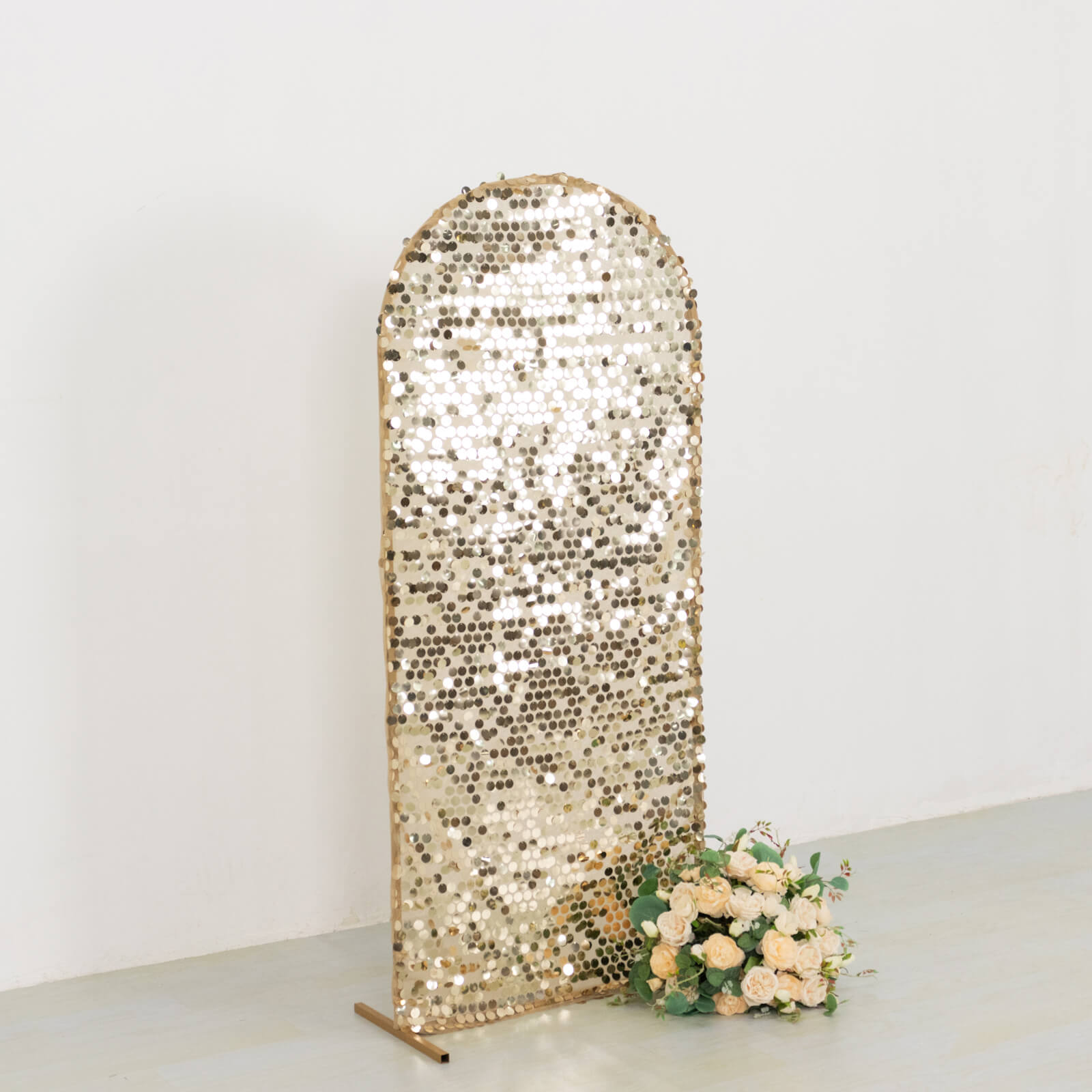 5ft Sparkly Champagne Sequin Fitted Cover for Round Top Wedding Arch - Ideal Decoration