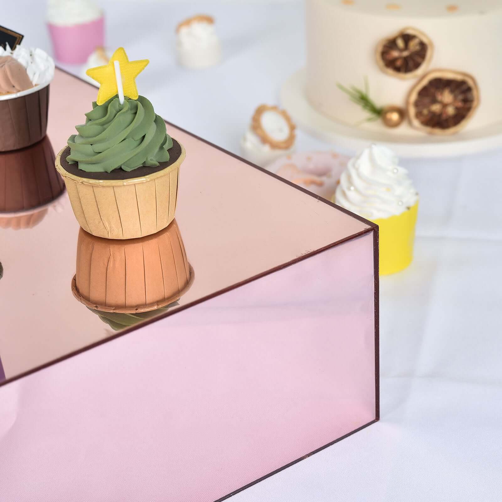 Hot Sale! 14x14 Acrylic Rose Gold Cake Box Stand for Dessert & Event Display