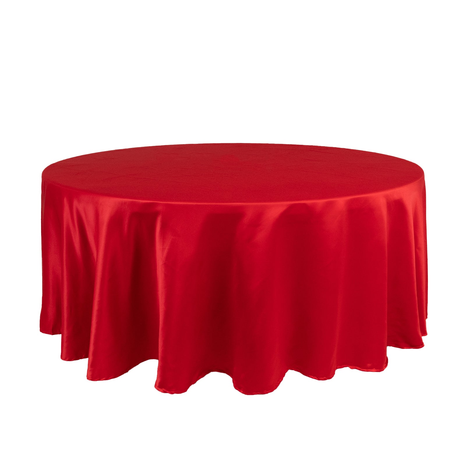 Red Durable Silk-Like Lamour Satin 108 Round Tablecloth - Ideal for Events