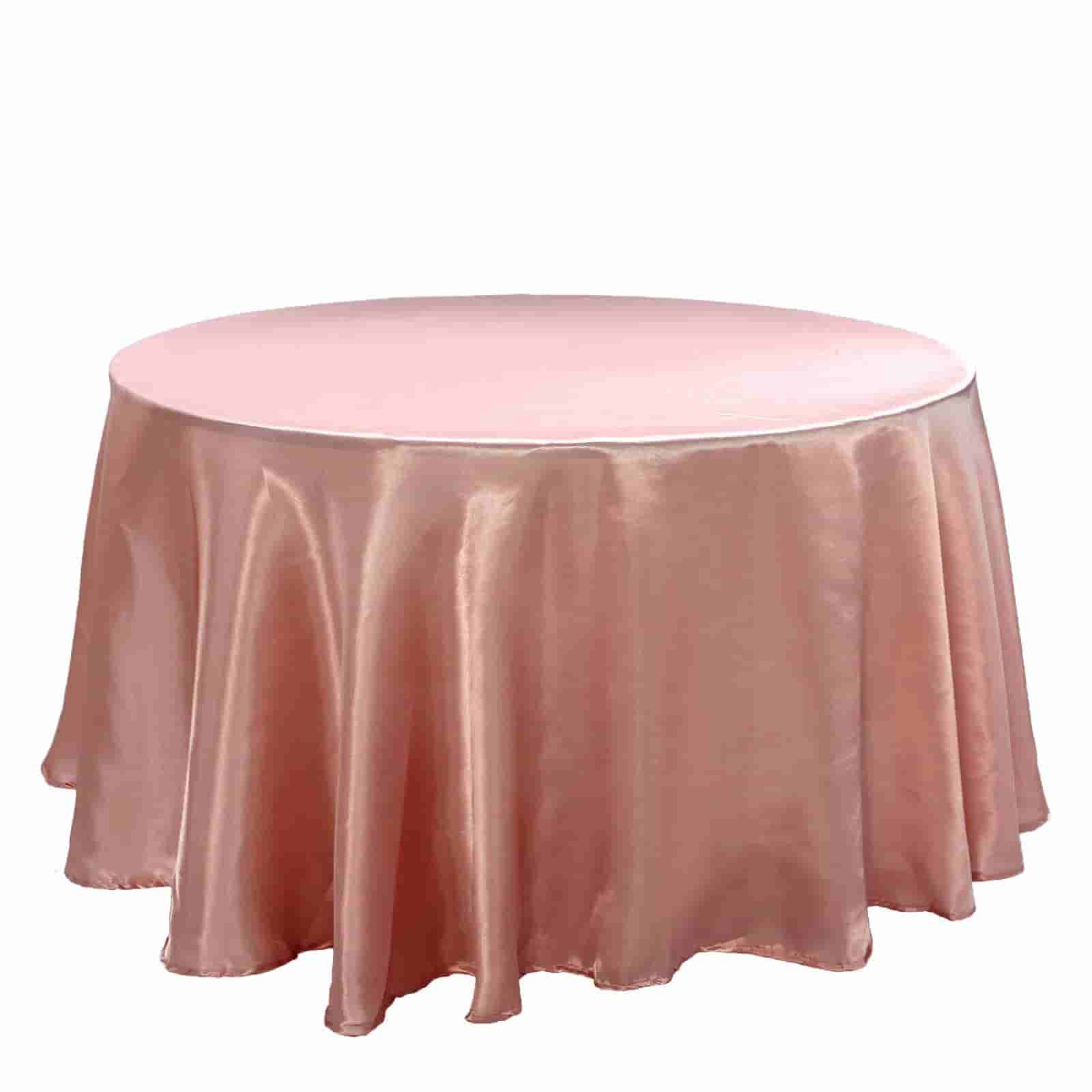 Luxurious 108-Inch Round Dusty Rose Satin Tablecloth with Smooth Finish