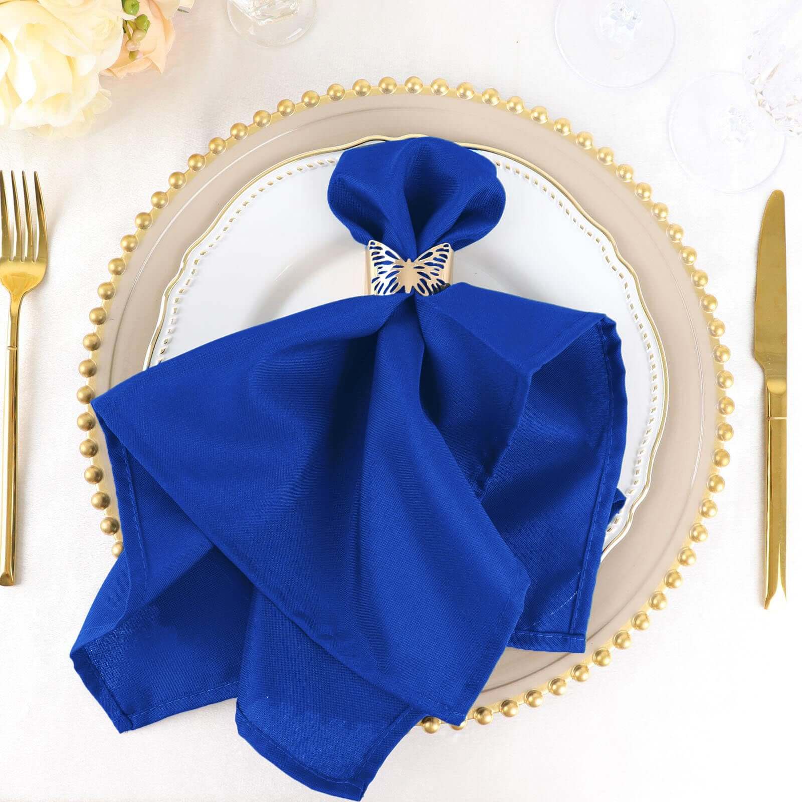 Great Deal! 5-Pack Royal Blue Polyester 20x20 Wrinkle-Resistant & Easy-Care Cloth Napkins