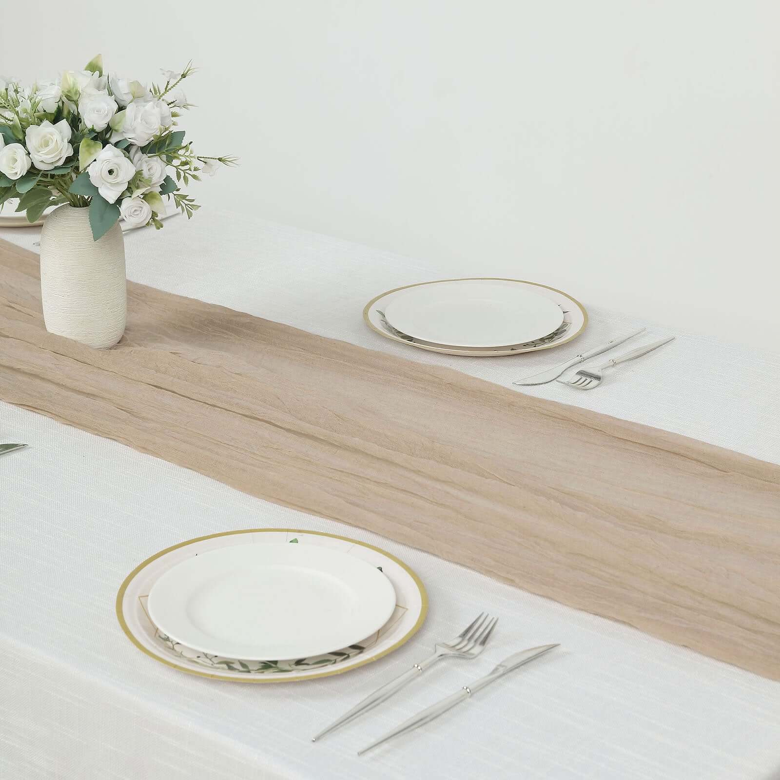 Hot! 10ft Beige Gauze Cheesecloth Table Runner - Rustic Boho Style