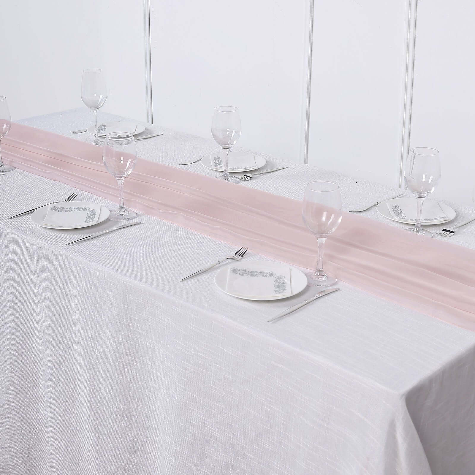 Elegant Blush Premium Chiffon 6ft Lightweight Flowy Table Runner for Decor