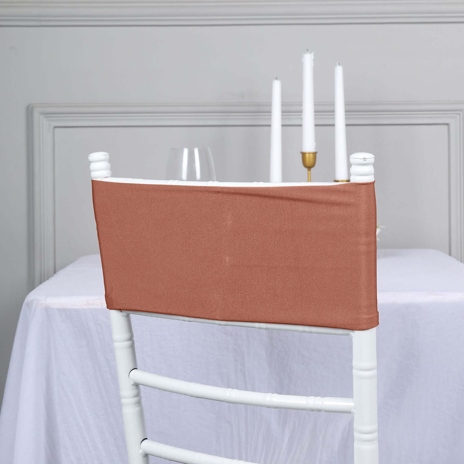 5-Pack Heavy-Duty Stretch Spandex Chair Sashes in Terracotta (Rust) - Ideal for Decorating