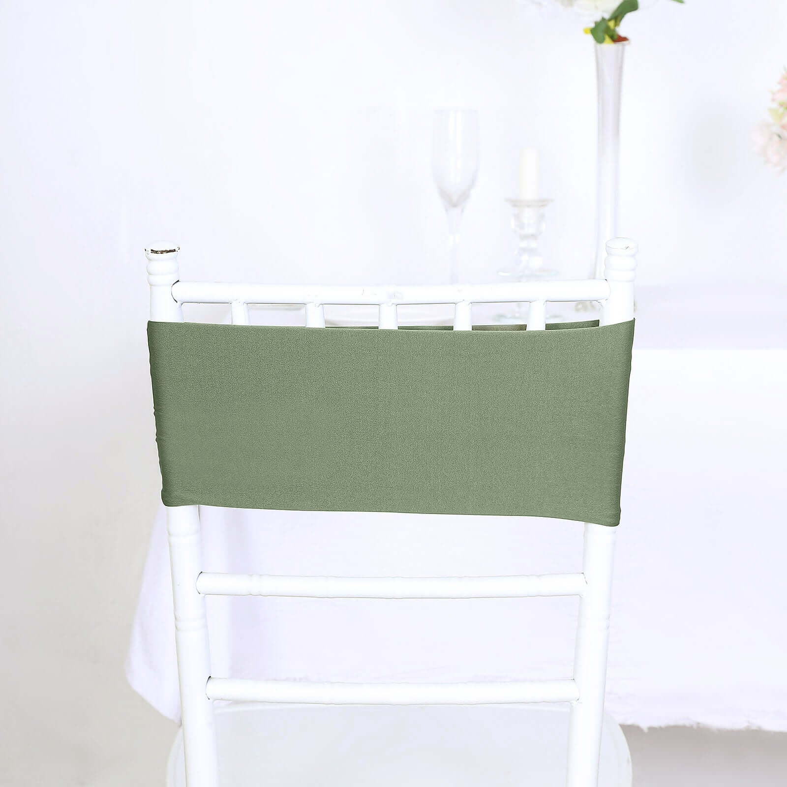 5-Pack Heavy Duty Stretch Spandex Chair Sashes in Dusty Sage Green - Ideal for Events