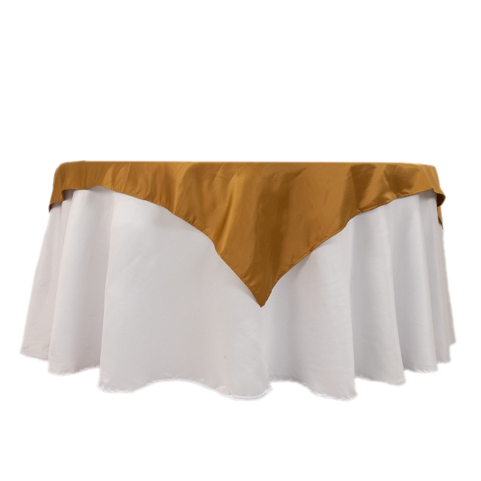 Premium Gold Lamour Satin 54x54 Square Table Overlay - Durable Silk-Like Cover for Weddings & Parties