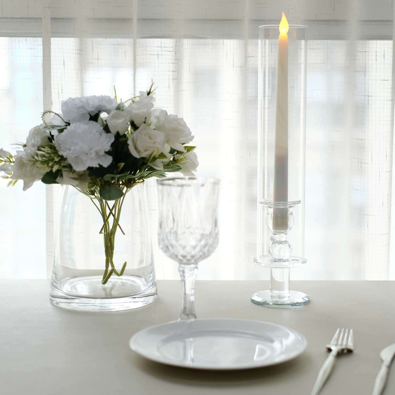 Hot Deal! 2-Pack Clear Crystal Hurricane Taper Candle Holders, 14-Inch Tall