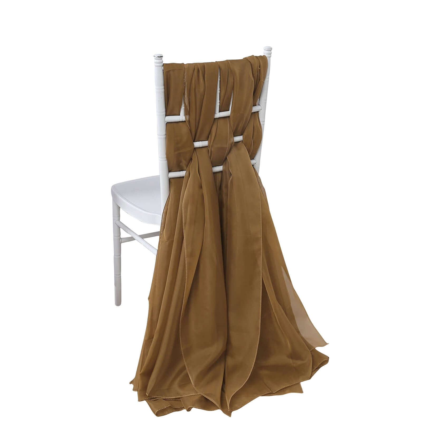 5-Pack Gold Premium Chiffon Chair Sashes - Soft, Lightweight for Stylish DIY Decor