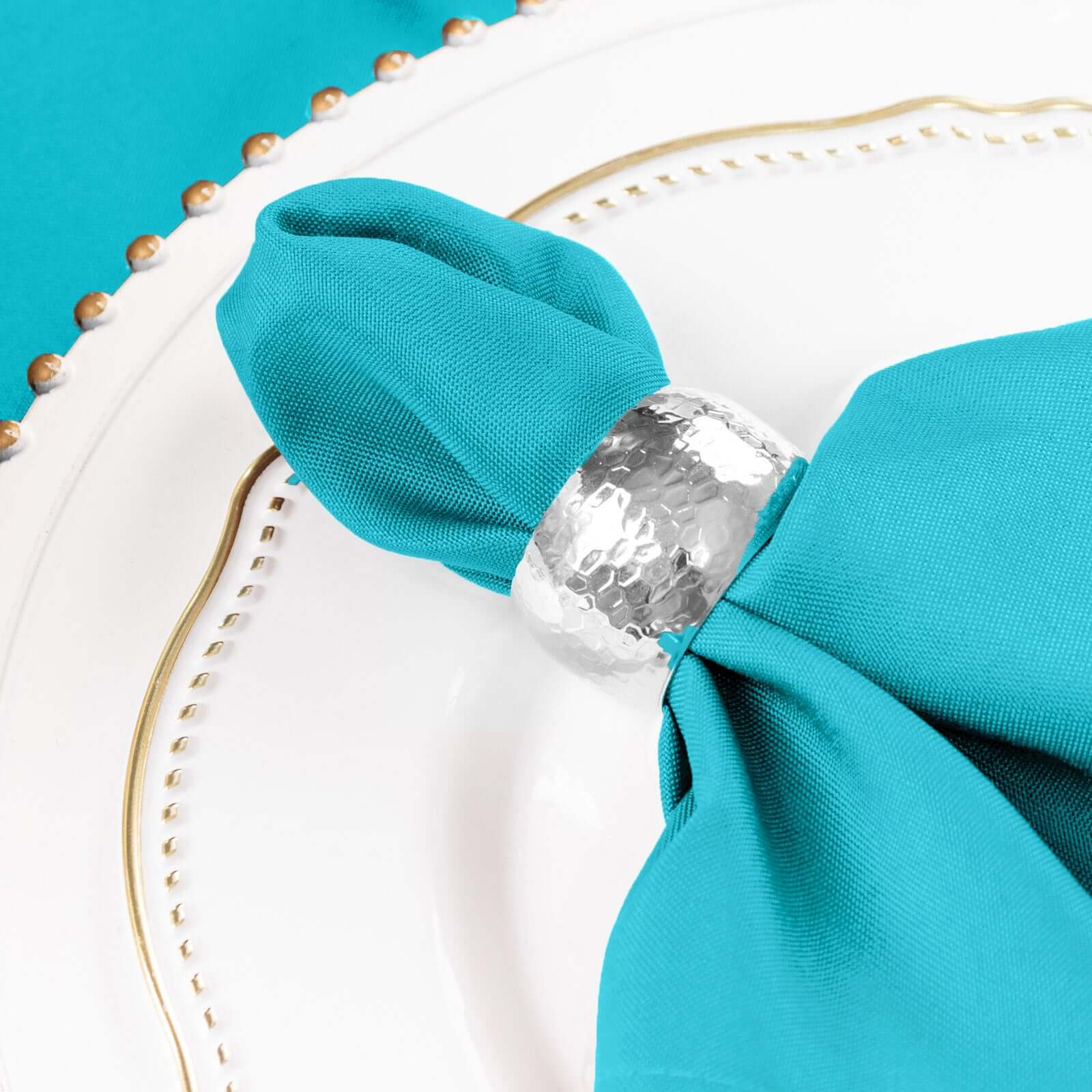 Set of 5 Turquoise 17x17 Polyester Dinner Napkins - Durable & Anti - Wrinkle