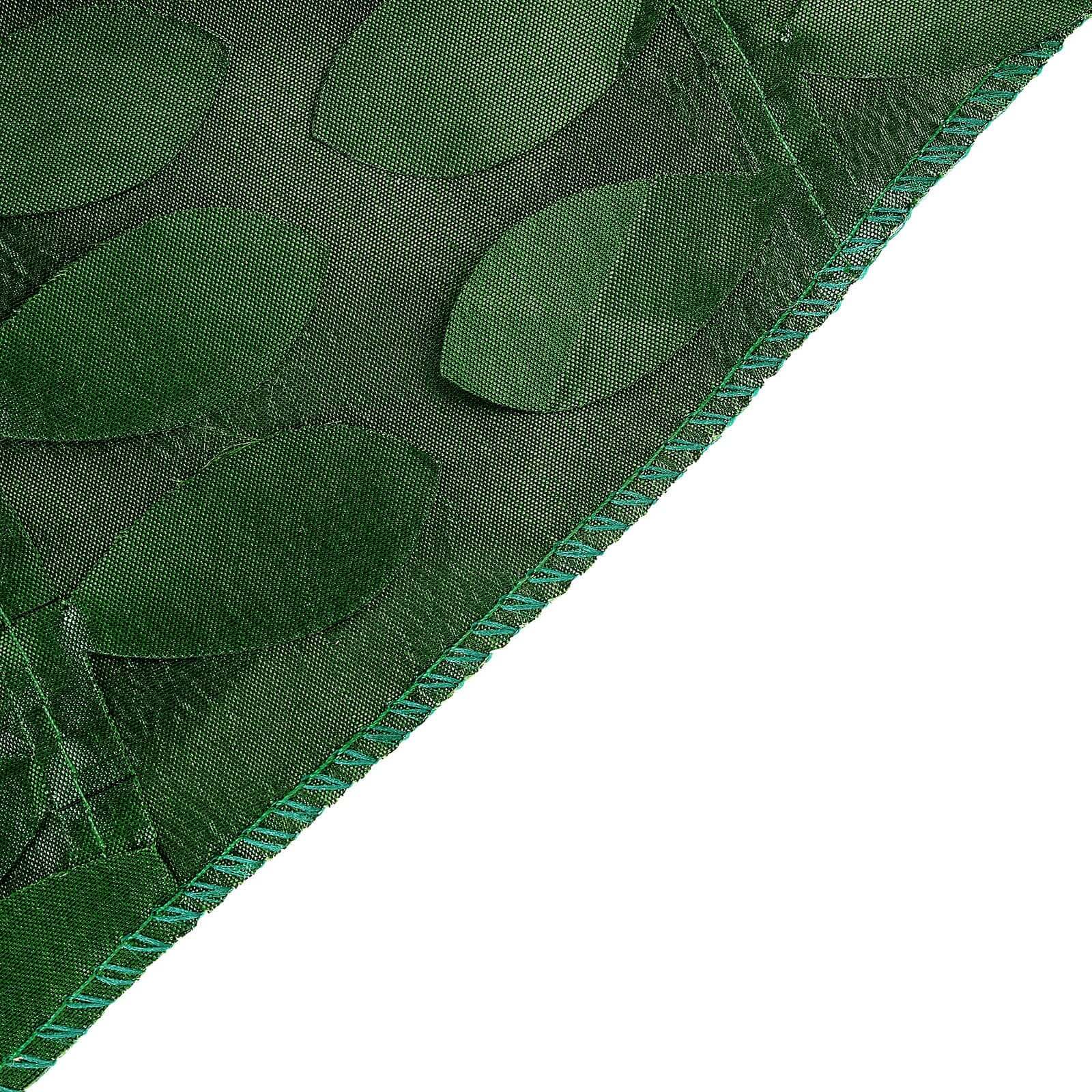 Green 132' Taffeta Round Tablecloth with 3D Leaf Petal Design - Perfect for Events!