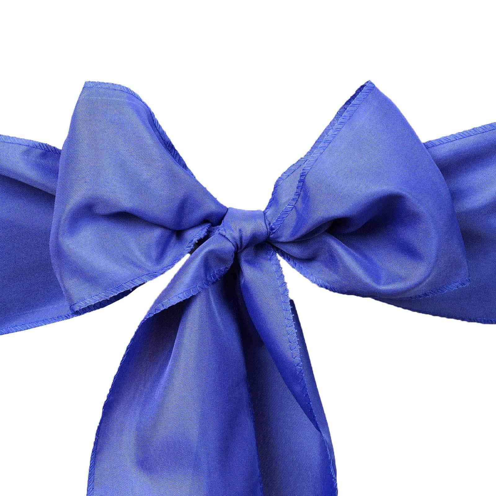 Set of 5 Royal Blue Polyester Chair Sashes, 6x108 Inches
