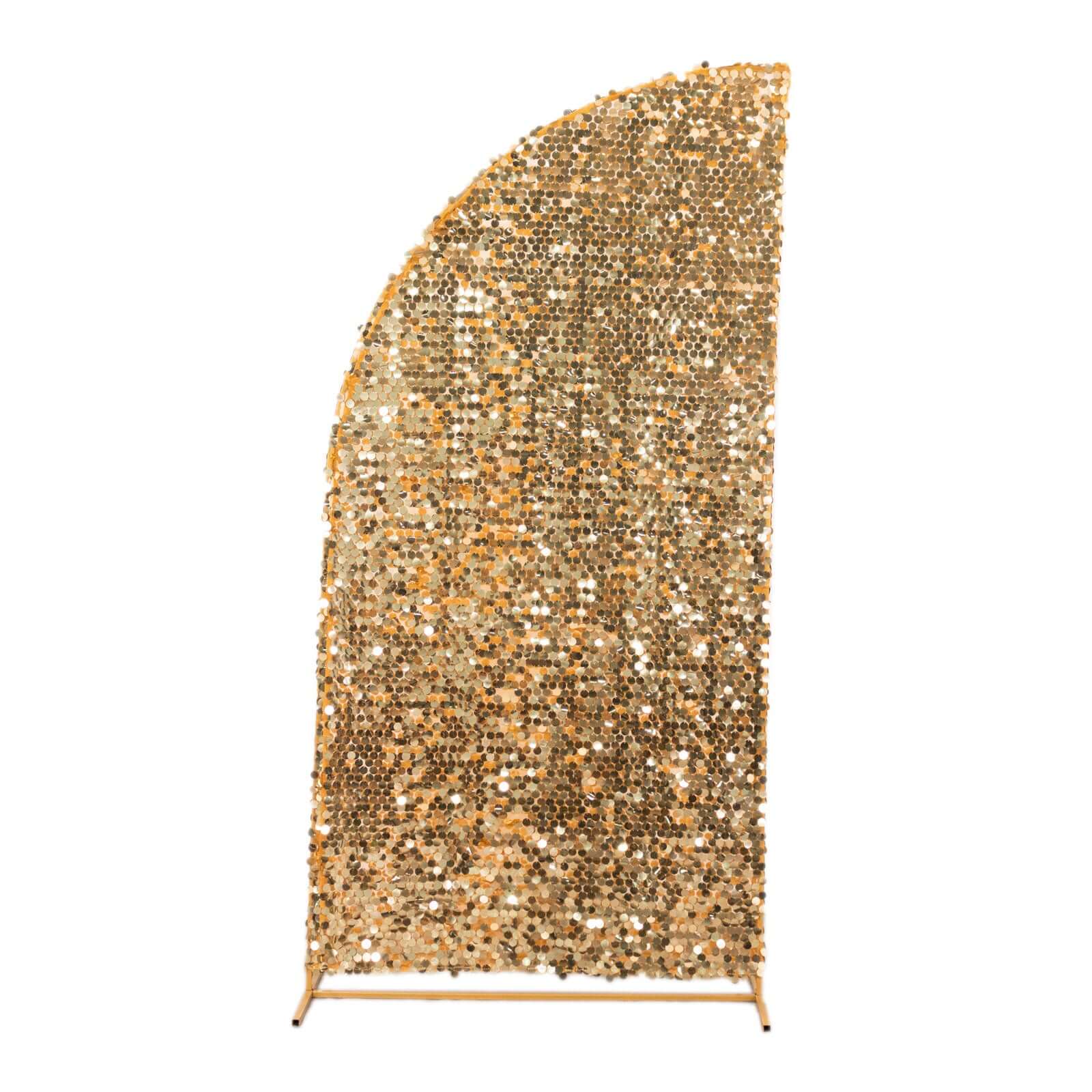7ft Gold Double-Sided Payette Sequin Chiara Wedding Arch Cover for Half Moon Backdrop Stand - Great Deal!