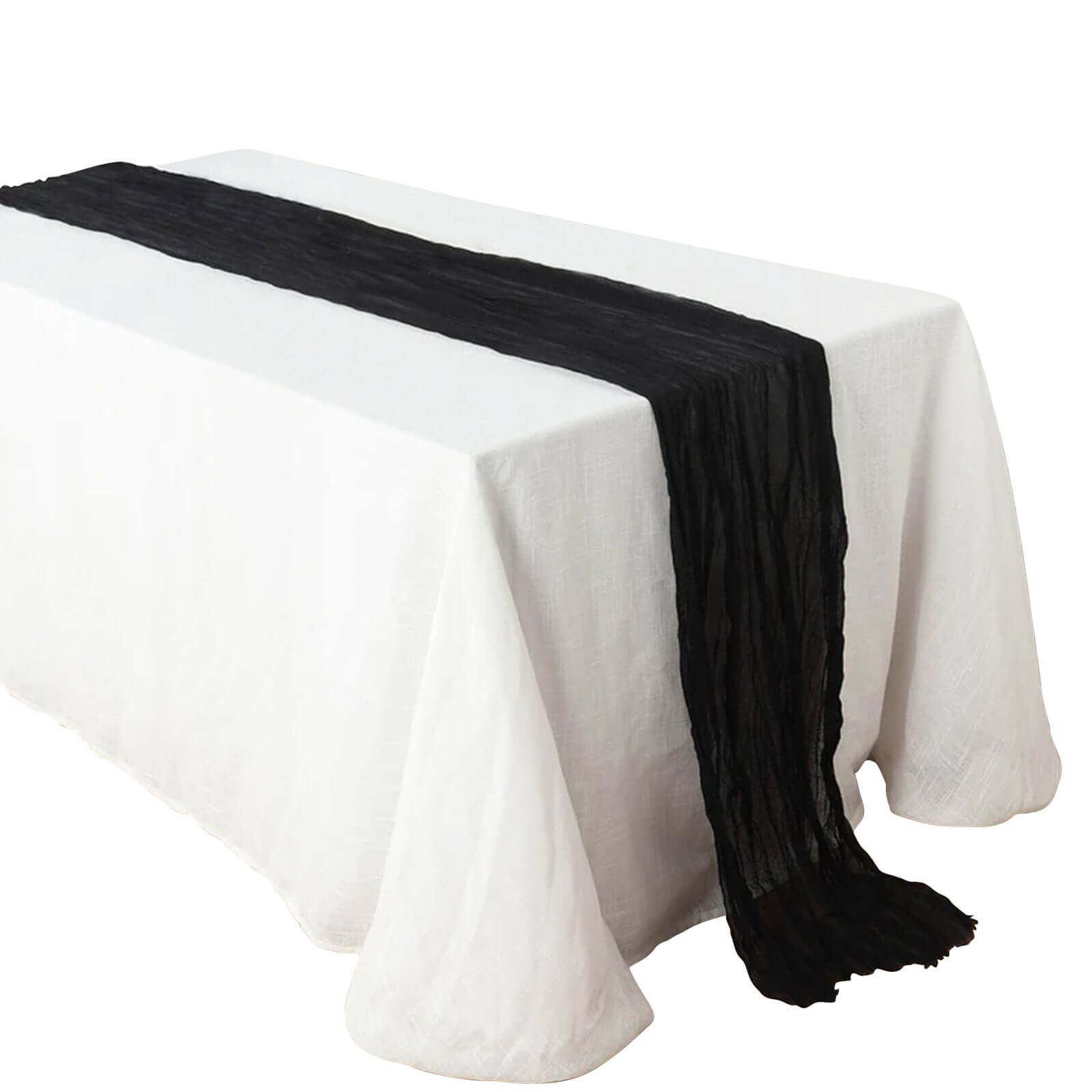 Hot! Soft & Rustic Boho Black Cheesecloth 10ft Table Runner