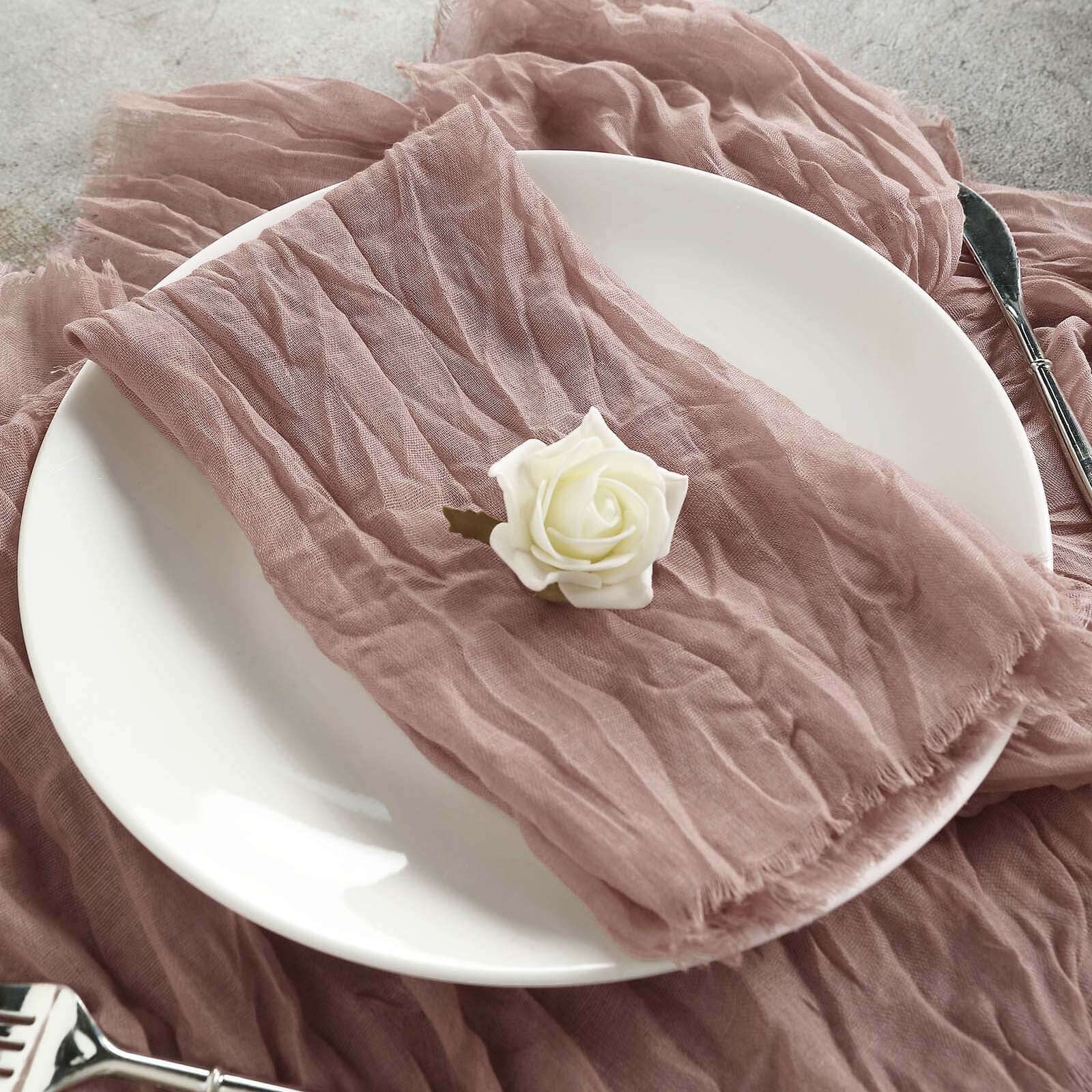 5-Pack Reusable Dusty Rose Gauze Cheesecloth Dinner Napkins - Great Deal!