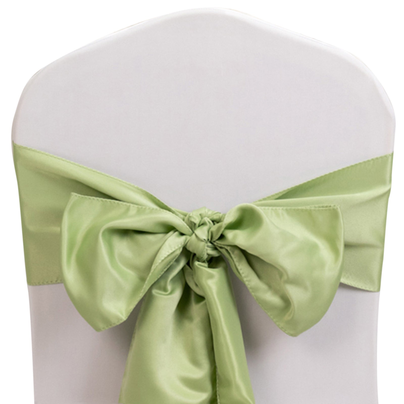 5-Piece Set of Lamour Satin 6x106 Sage Green Chair Sashes - Reusable Decorative Bows
