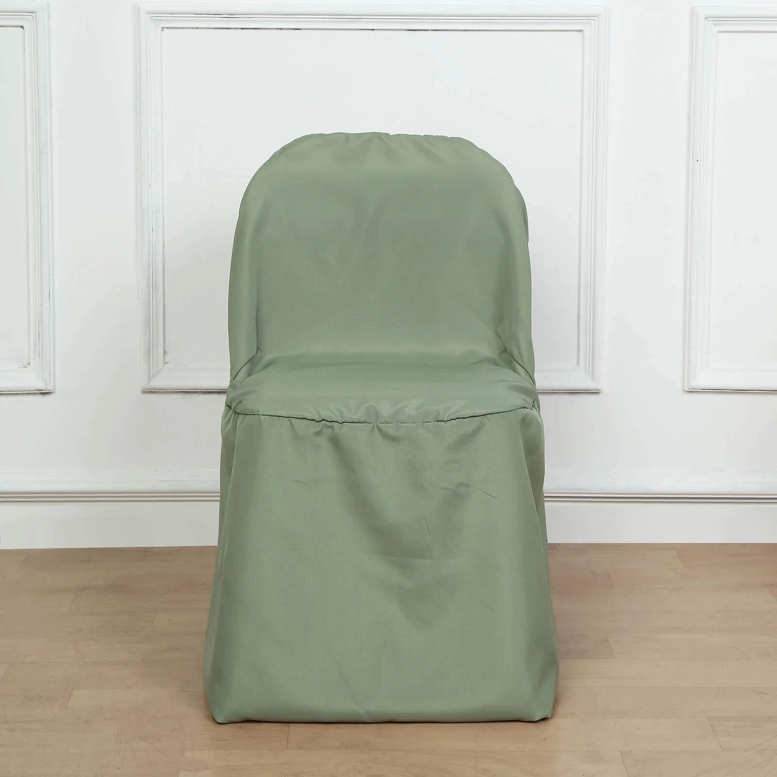 Hot Deal! 10-Piece Polyester Slip-On Chair Covers in Dusty Sage Green - Wrinkle & Stain Resistant