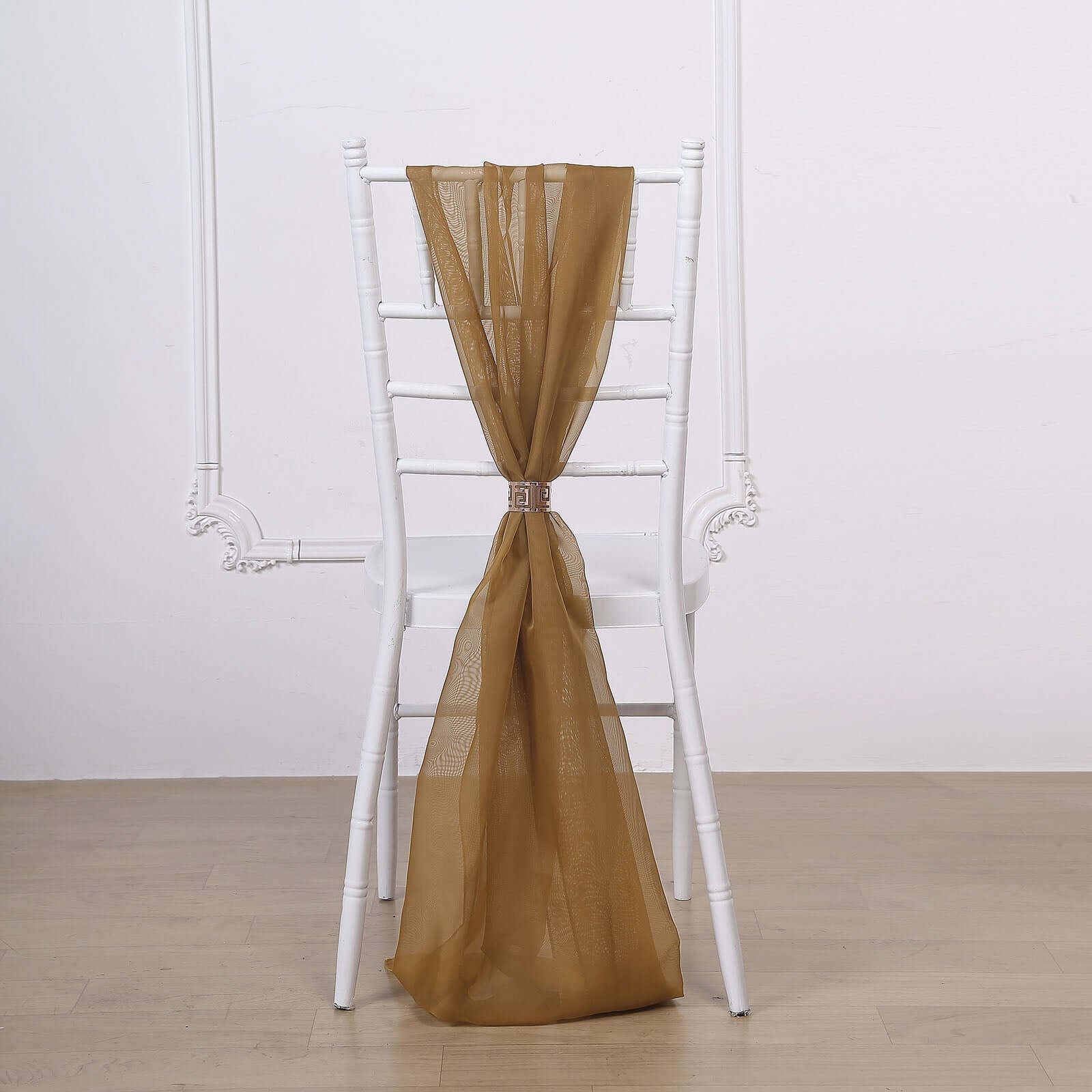 5-Pack Gold Premium Chiffon Chair Sashes - Soft, Lightweight for Stylish DIY Decor