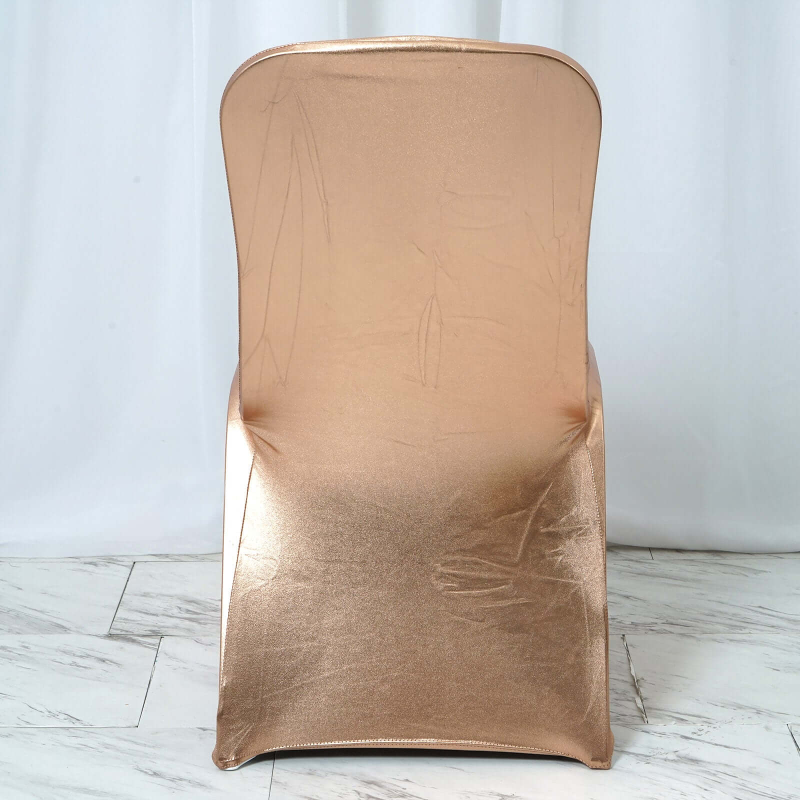 Metallic Rose Gold Glittering Spandex Fitted Slipcover for Banquet Chairs