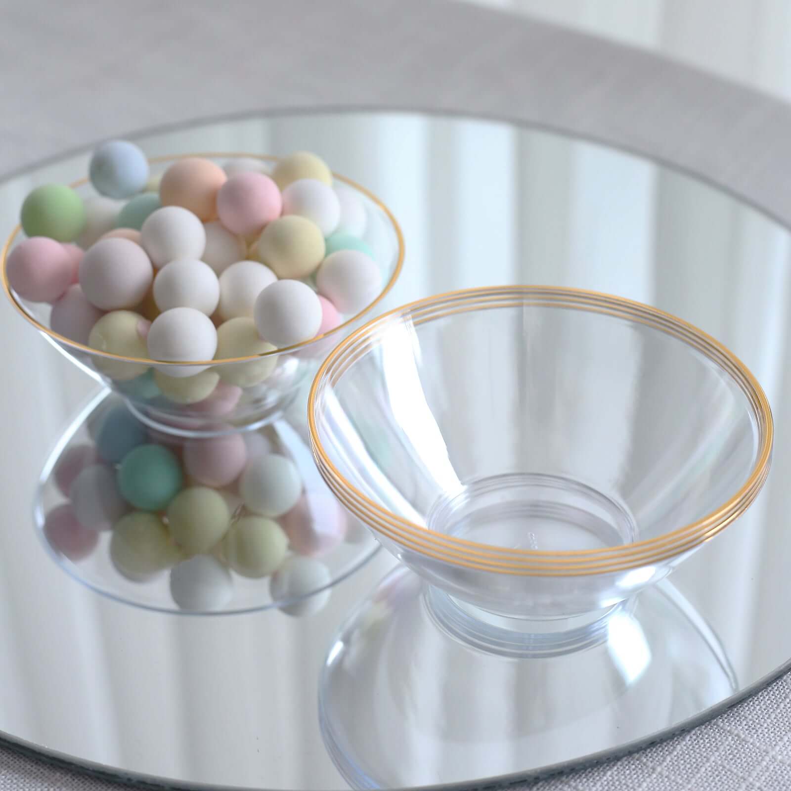 24-Pack 7oz Clear Premium Gold Rim Heavy Duty Plastic Ice Cream Bowls - Ideal for Celebrations