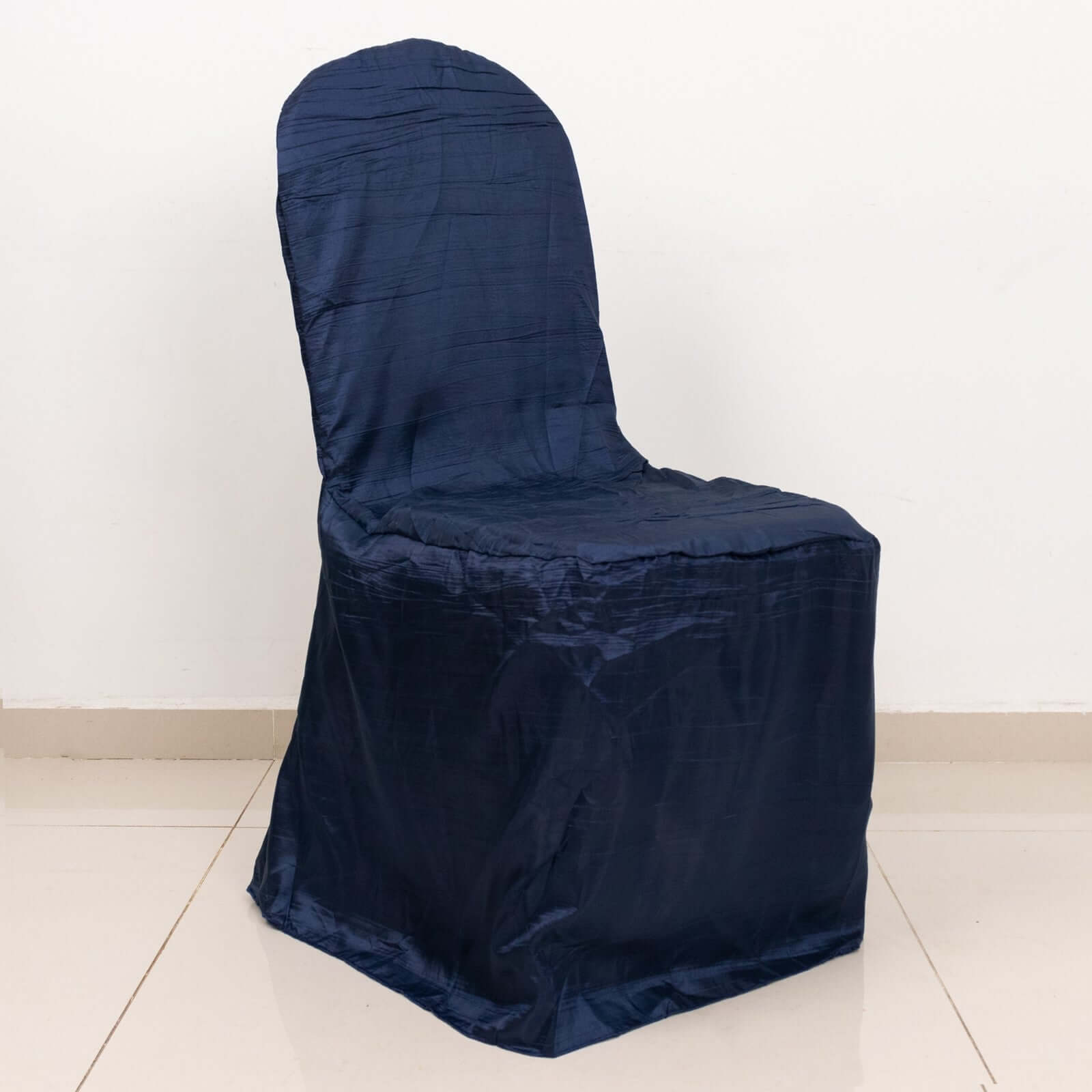 Navy Blue Reusable Crinkle Crushed Taffeta Slipcover for Banquet Chairs - Great Value!