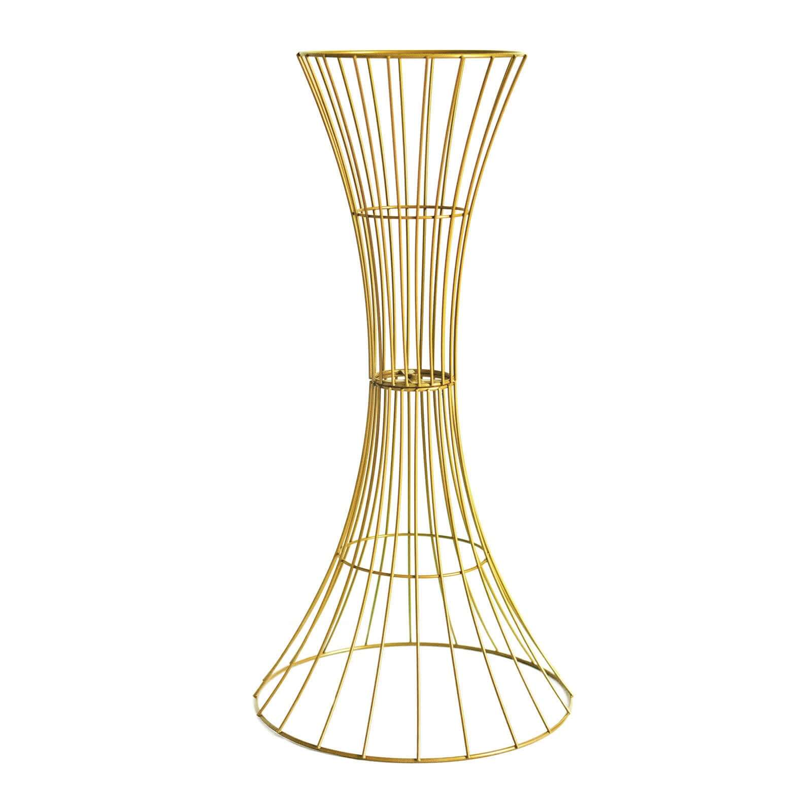 36-Inch Tall Gold Metal Hourglass Flower Stand - Ideal for Centerpieces