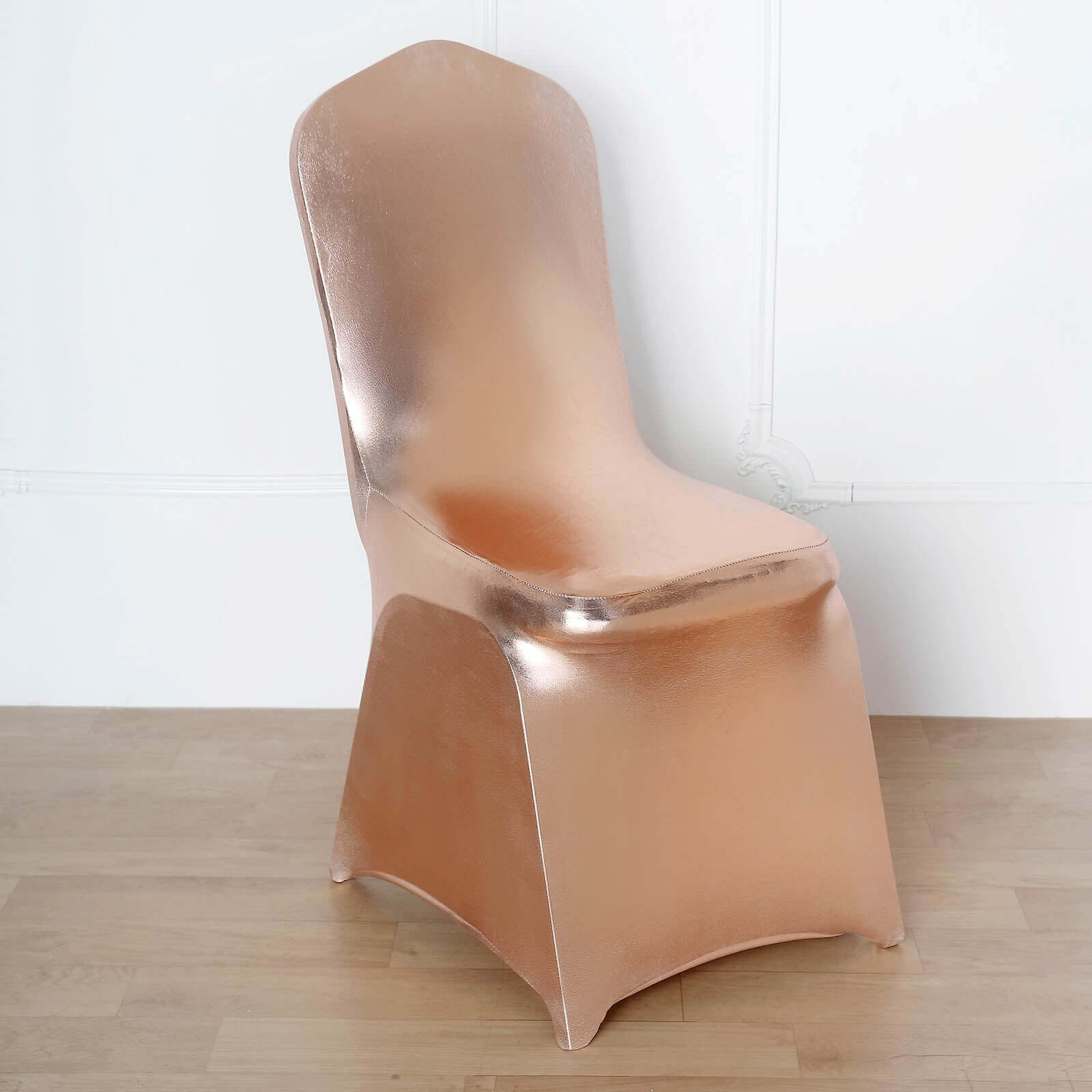 Metallic Rose Gold Glittering Spandex Fitted Slipcover for Banquet Chairs