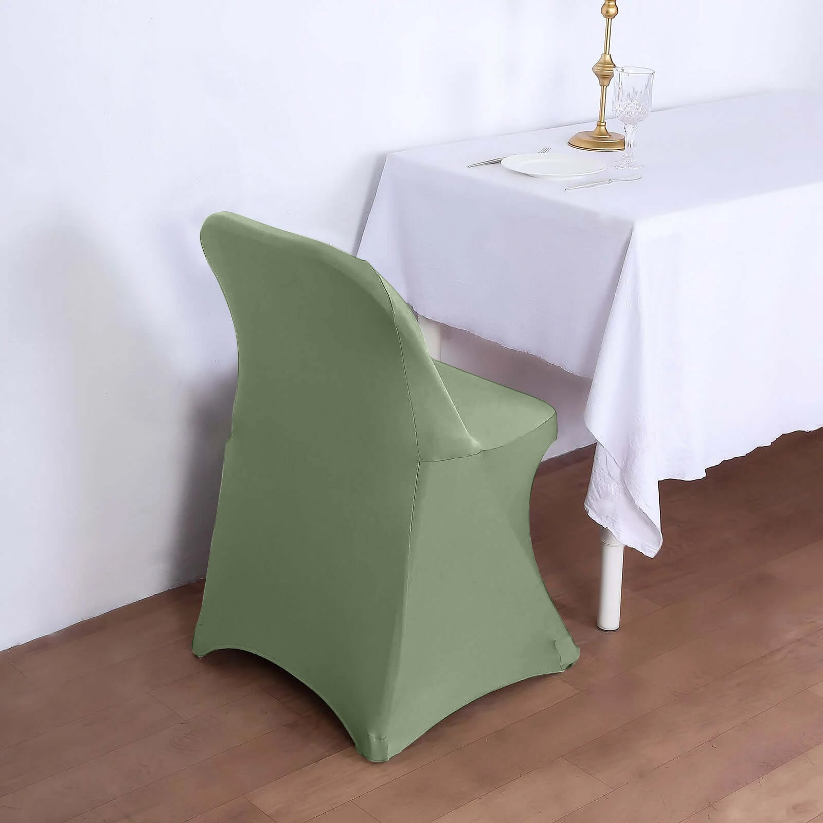Discount! Reusable & Wrinkle-Resistant 160GSM Spandex Folding Chair Cover in Dusty Sage Green