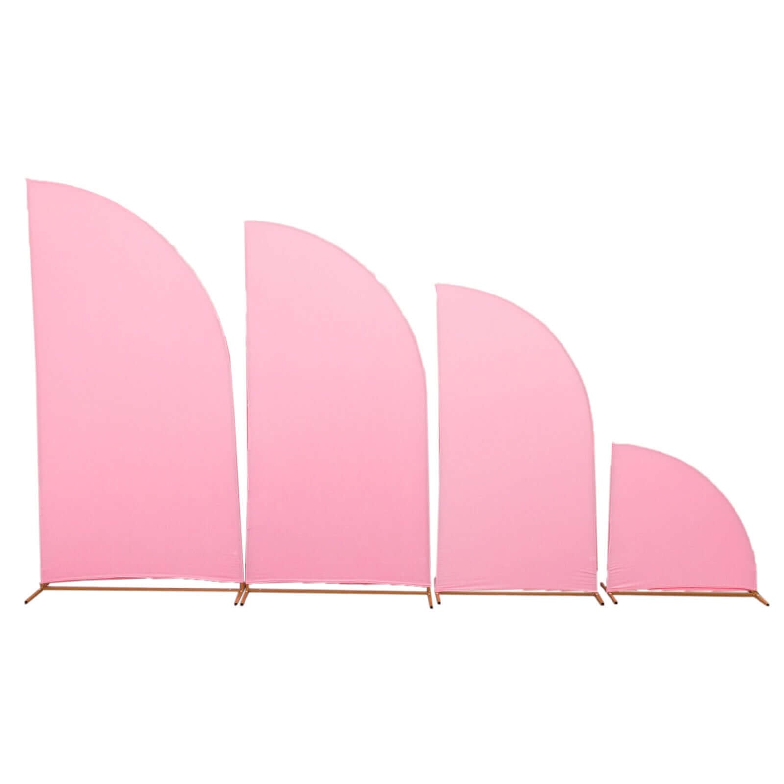 Exclusive Set of 4 Custom-Fitted Matte Pink Spandex Half Moon Wedding Arch Covers - Various Sizes