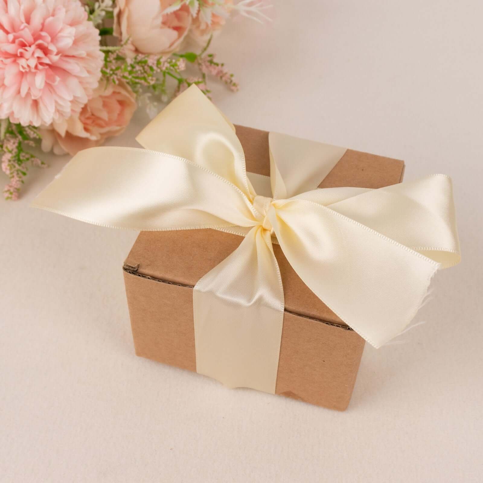 Get 50 Yards of 1.5-Inch Ivory Single-Face Decorative Polyester Satin Ribbon