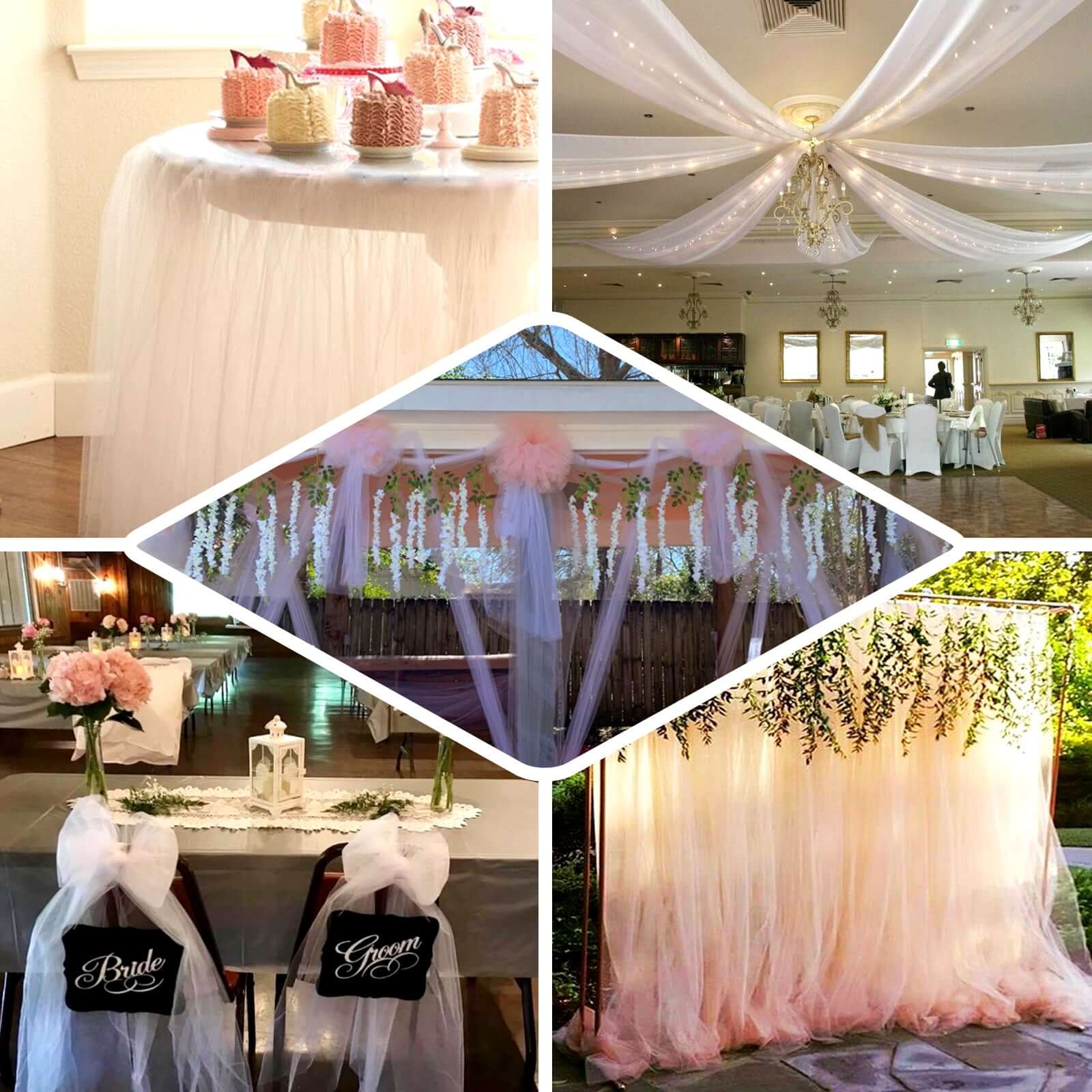 Hot Deal! 108'x50 Yards Ivory Tulle Fabric Bolt for DIY Crafts