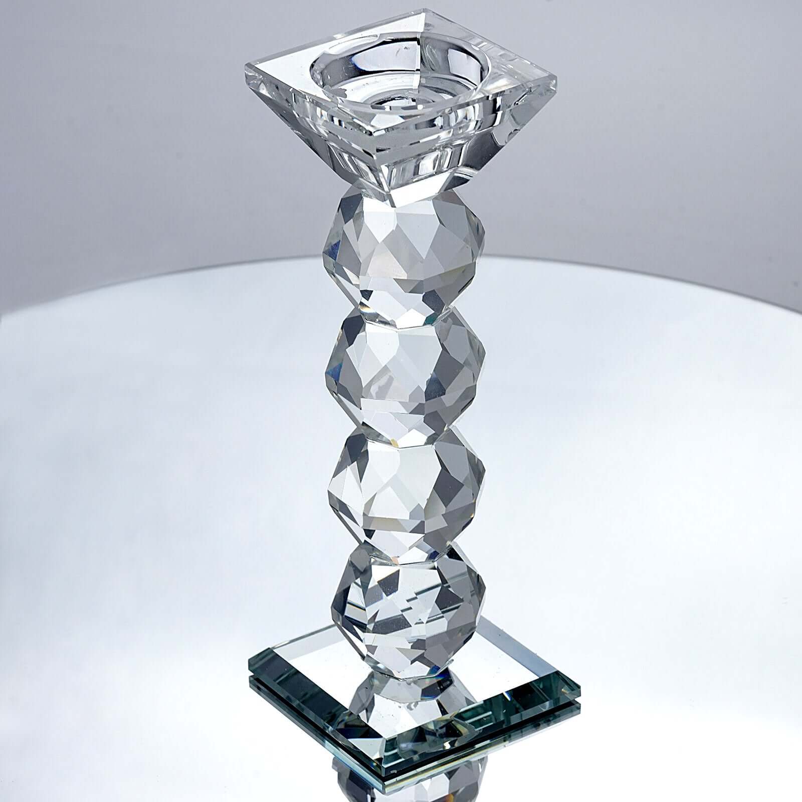7-Inch Tall Premium Gemcut Crystal Glass Votive Candle Holder for Decorative Display