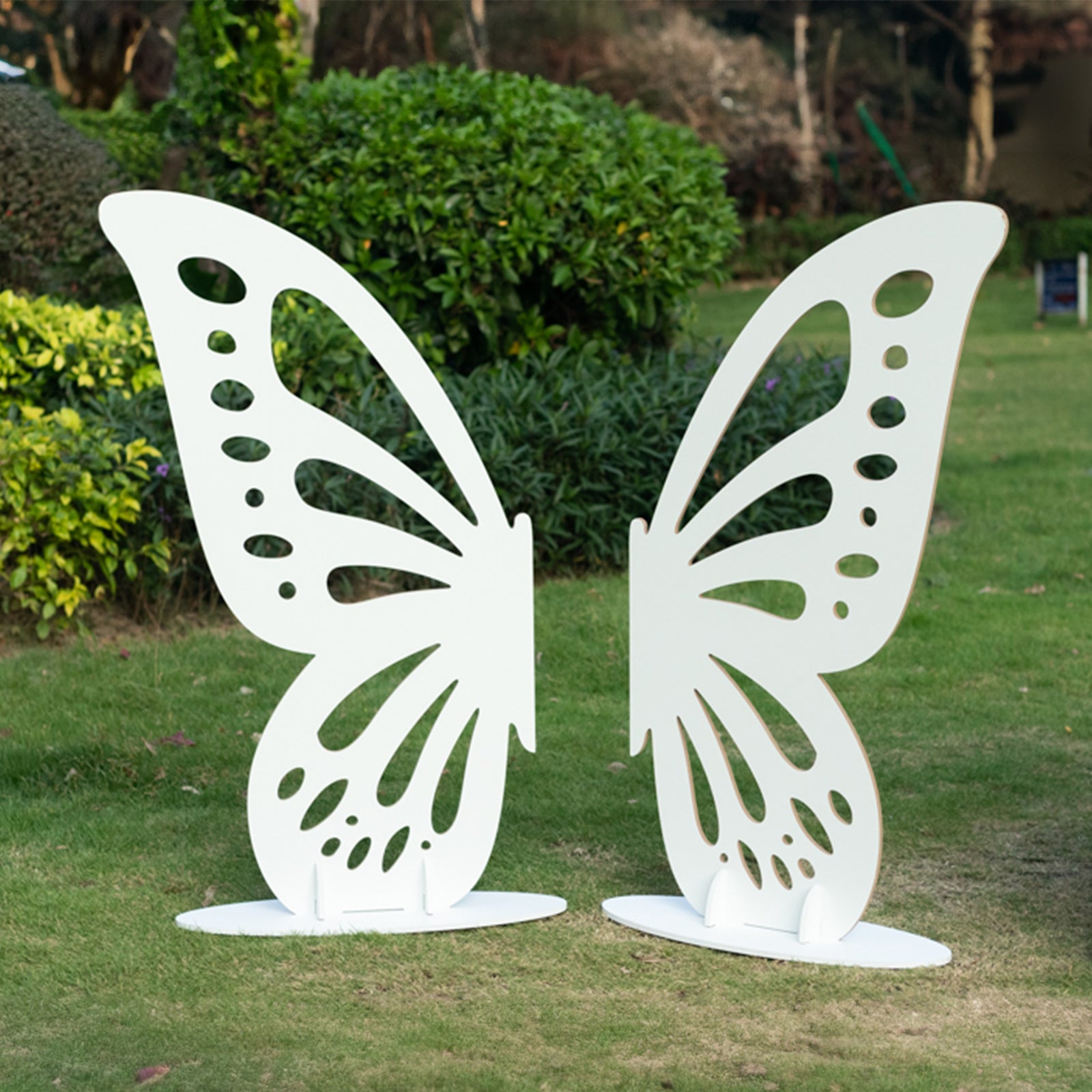 4.5ftx3.5ft White Freestanding Large Wooden Butterfly Wings Backdrop Photo Prop